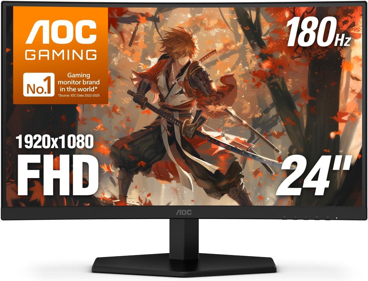 AOC 24インチ 湾曲ゲーミングモニター FHD 1080P 180Hz VA 0.5ms HDR