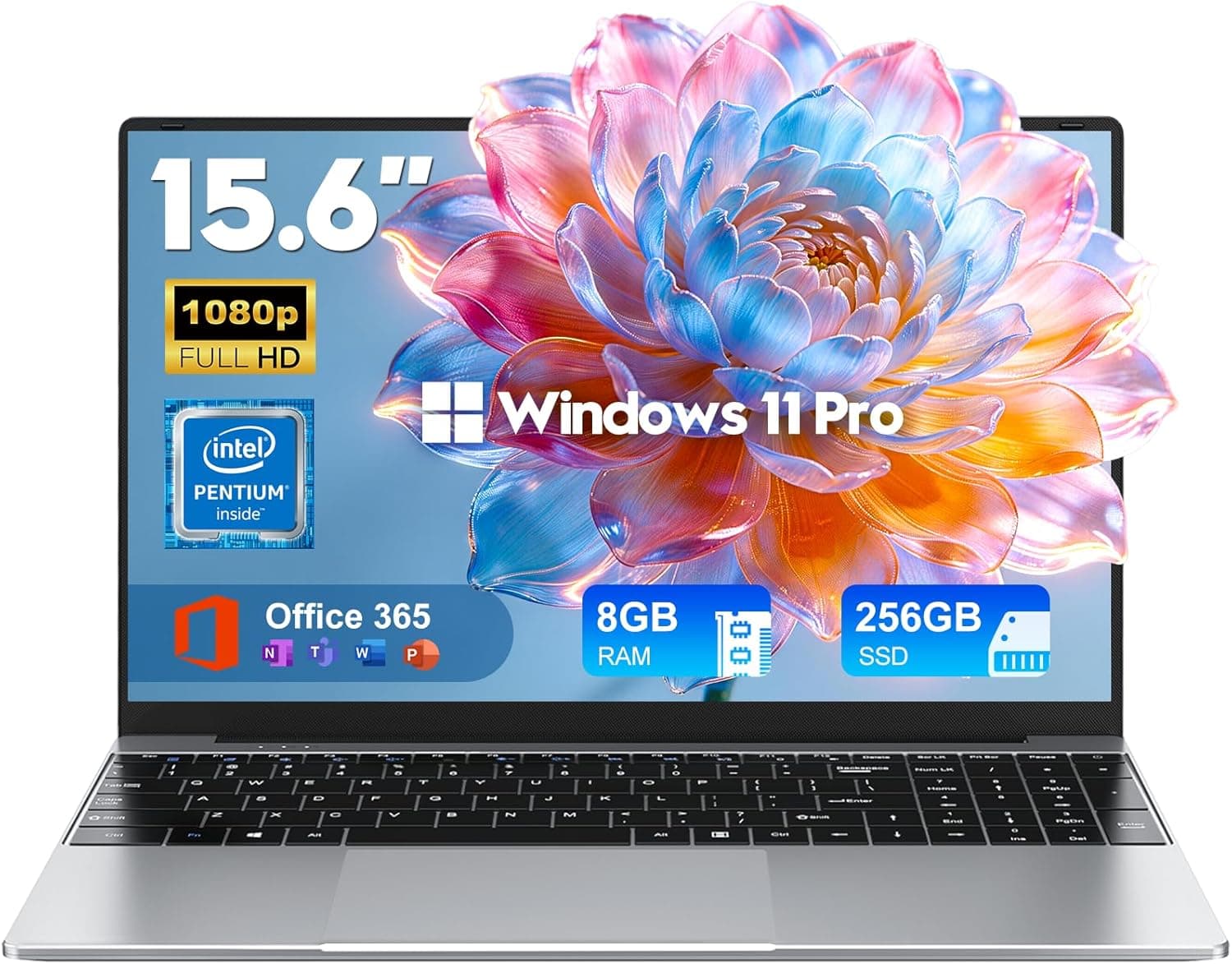 NIAKUN ノートパソコン 15.6インチ Windows 11 Pro ノートパソコン Office 365 2026 ラップトップ PC 8GB RAM 256GB SSD Intel Pentium Process(インテル) Pentium Process