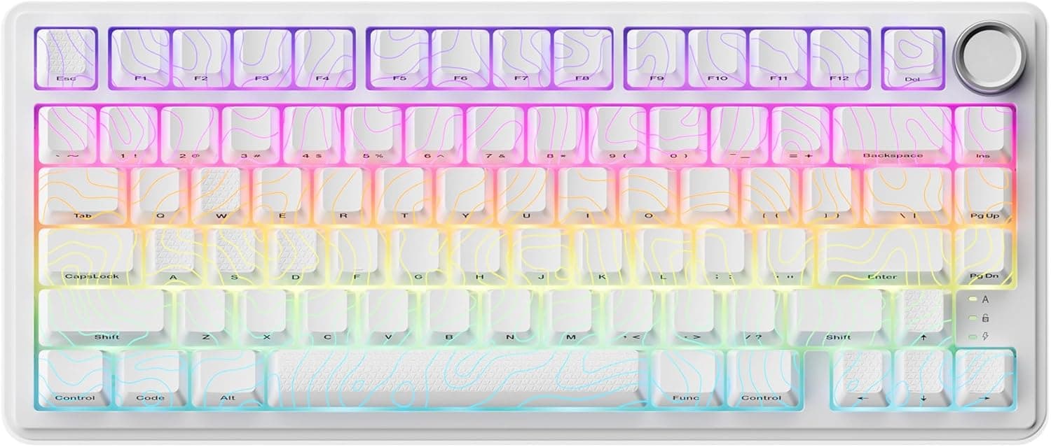 XVX M75 ワイヤレスゲーミングメカニカルキーボード 75%レイアウトノブとIMD地形キーキャップ付き BT5.0