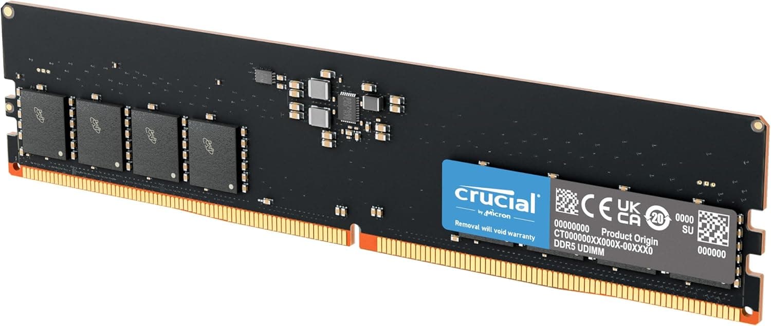 Crucial RAM 16GB DDR5 5600MHz (5200MHzまたは4800MHz) デスクトップメモリ CT16G56C46U5 ブラック