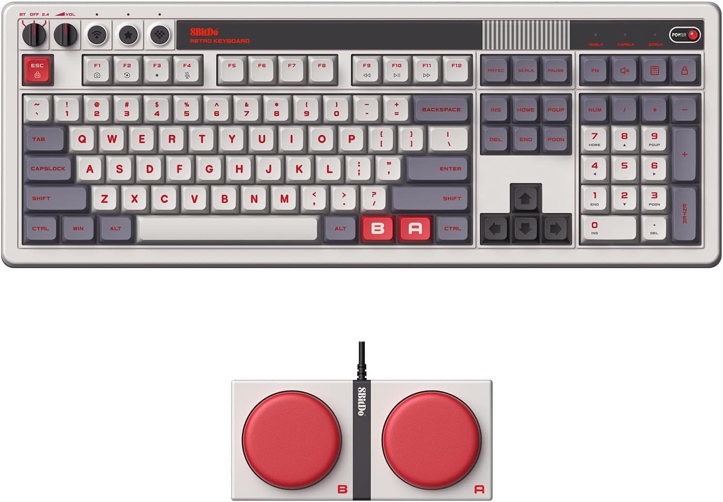 8BitDo Retro 108 メカニカルキーボード 108キーと一体型テンパッド付き Bluetooth