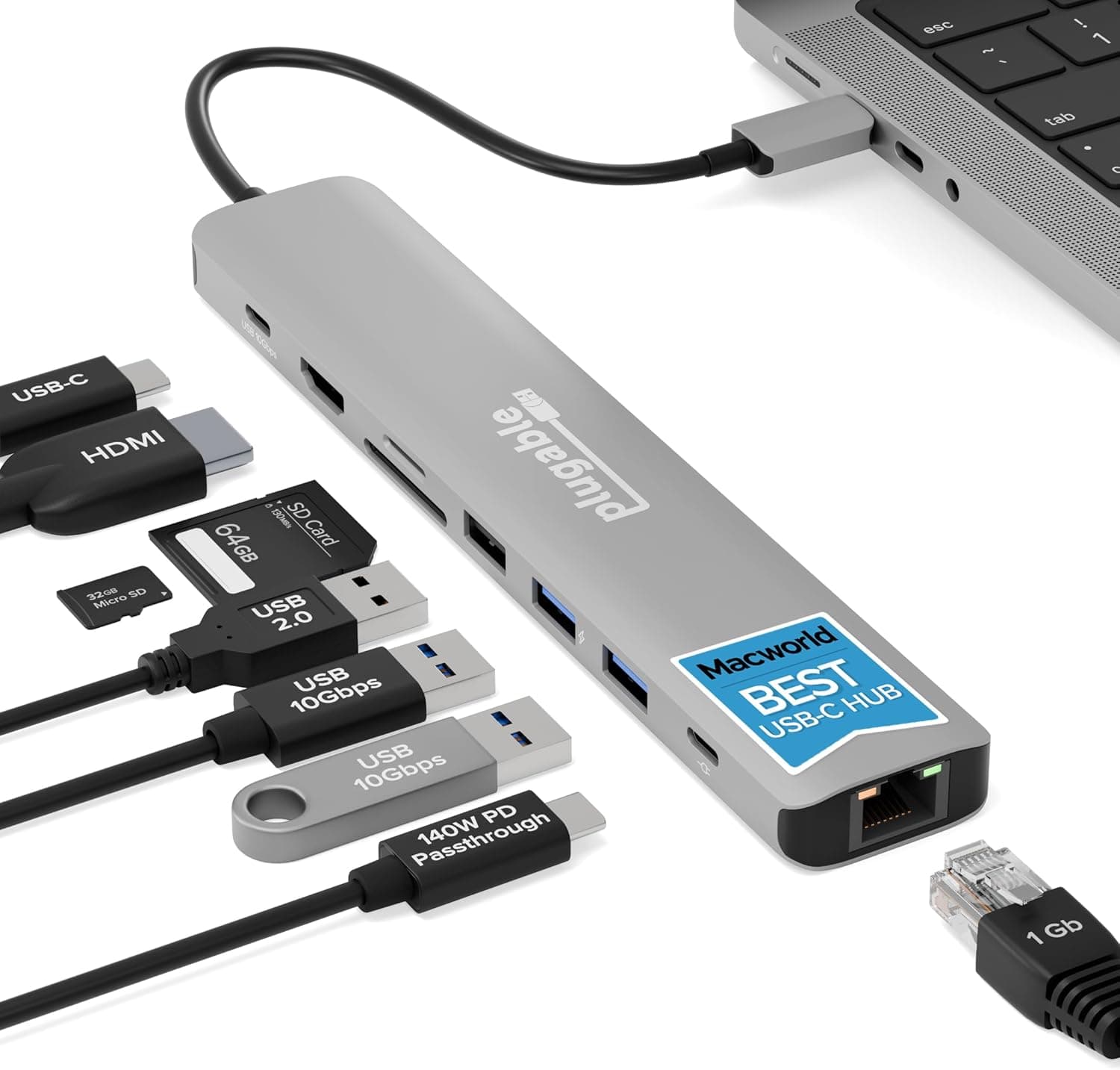 Plugable USB-C ハブ 9-in-1 マルチアダプター イーサネット付き Windows Mac Chromebook 互換 USB4