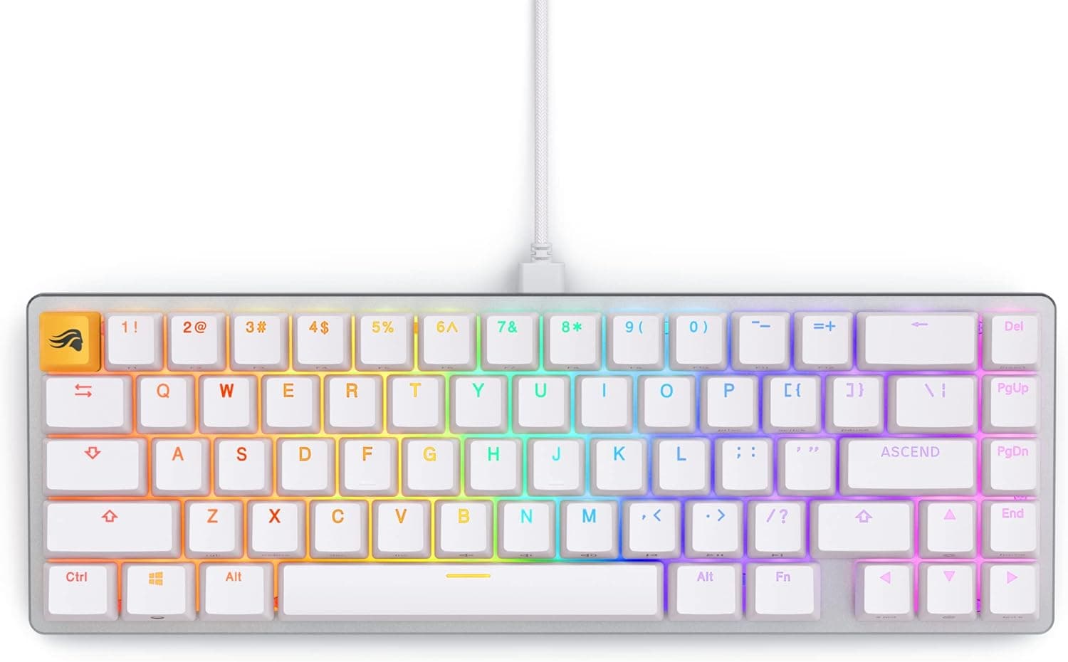 Glorious Gaming GMMK 2-65パーセントキーボード - ホワイトカスタムレイアウト - コンパクトロープロファイル - ホットスワップチェリーMXスタイルスイッチ - ダブルショットキーキャップ&リニアスイッチ付き