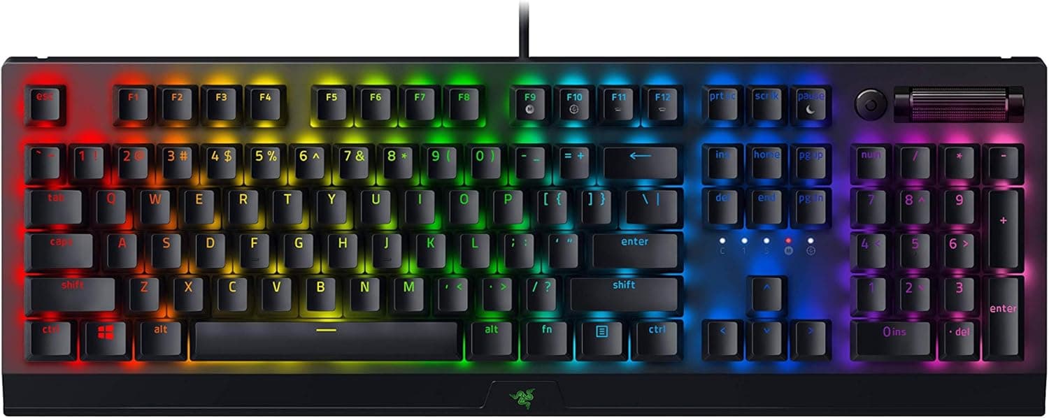 Razer BlackWidow V4 X (イエロースイッチ) - メカニカルゲーミングキーボード Chroma RGB (イエローRazer メカニカルスイッチ 6つの専用マクロボタンデュアルインジェクションABSキー) ITレイアウト