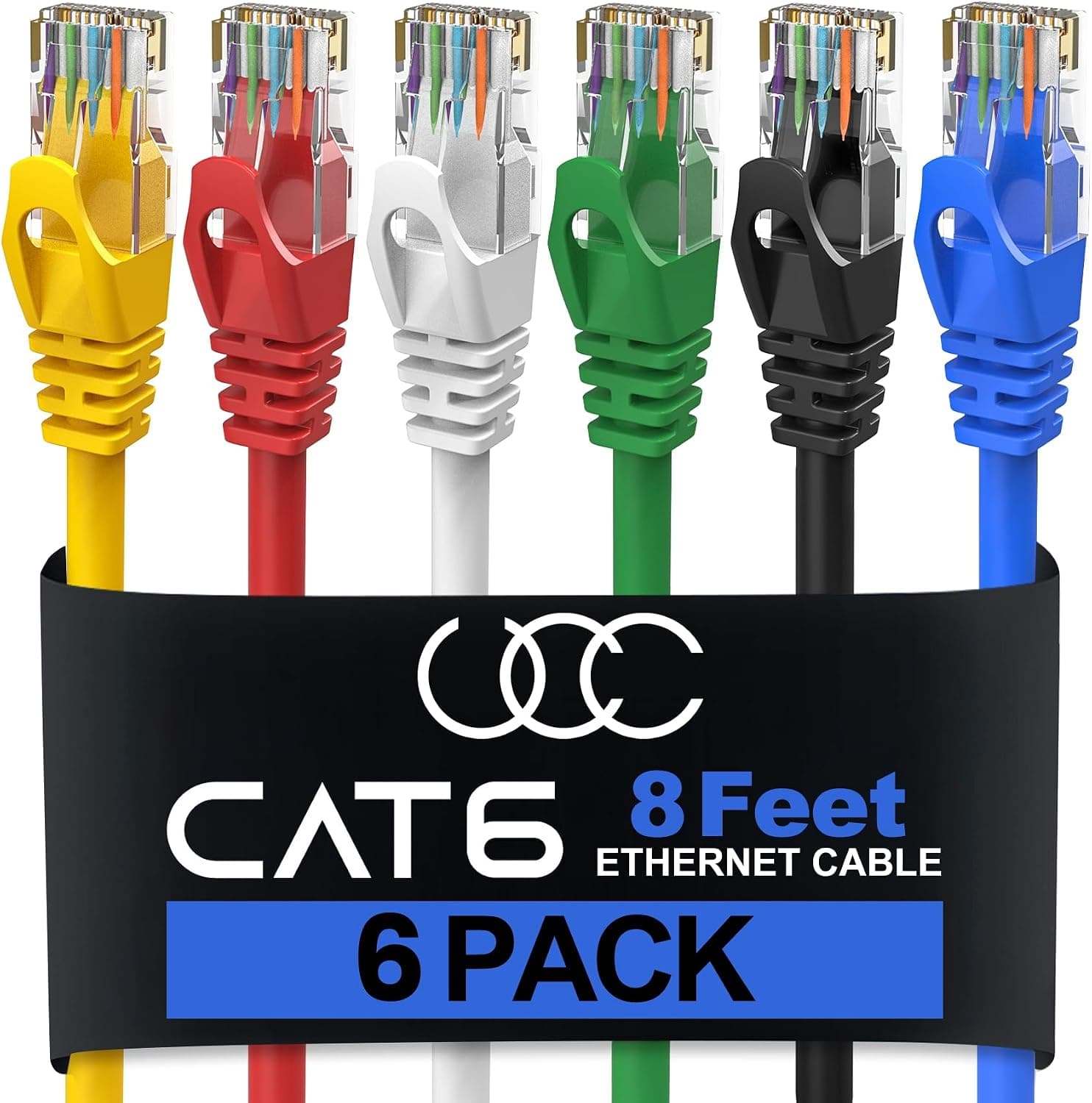 Ultra Clarity Cables Cat6 イーサネットケーブル 8フィート (6パック) LAN