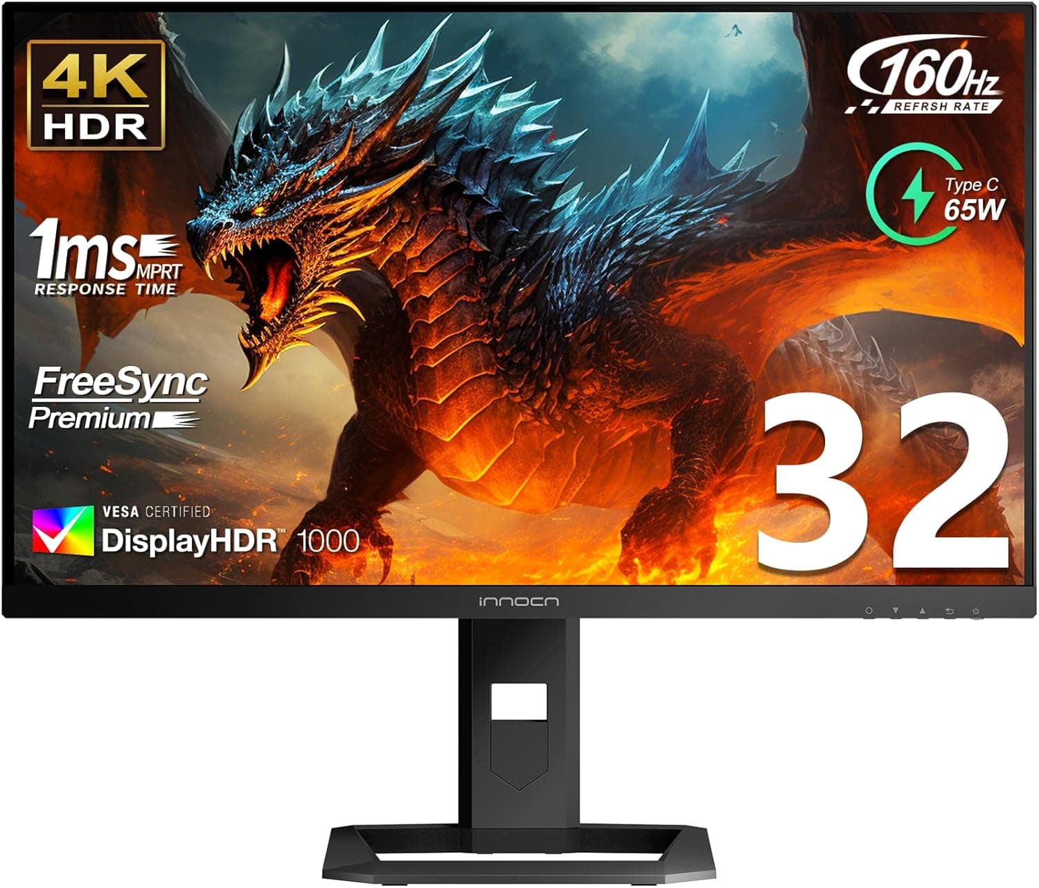 INNOCN 32インチ ミニLED 4K 144Hz 3840 x 2160P コンピューターゲームモニター 1ms IPS HDR1000 HDMI 2.1モニター