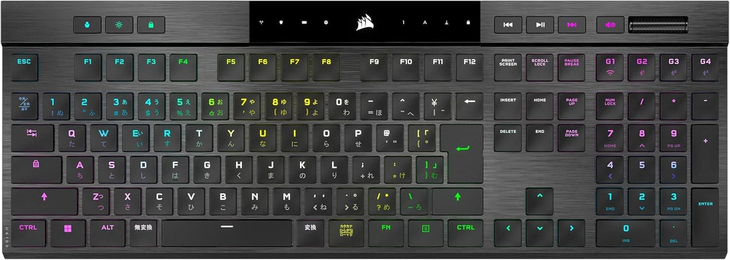 CORSAIR Bluetooth K100 AIR Ultra-Thin ワイヤレスゲーミングキーボード薄型メカニカルキーボードかな印字ブラック CHERRY MX軸 CH-913A01U-JP