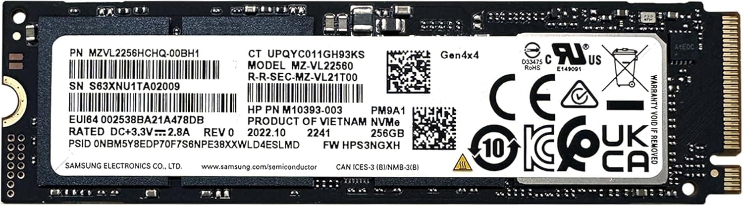 OEM Samsung PM9A1 256GB M.2 PCIe NVME ソリッドステートドライブ SSD OEM 80mm 2280 MZVL2256HCHQ Gen 4 Mキー。