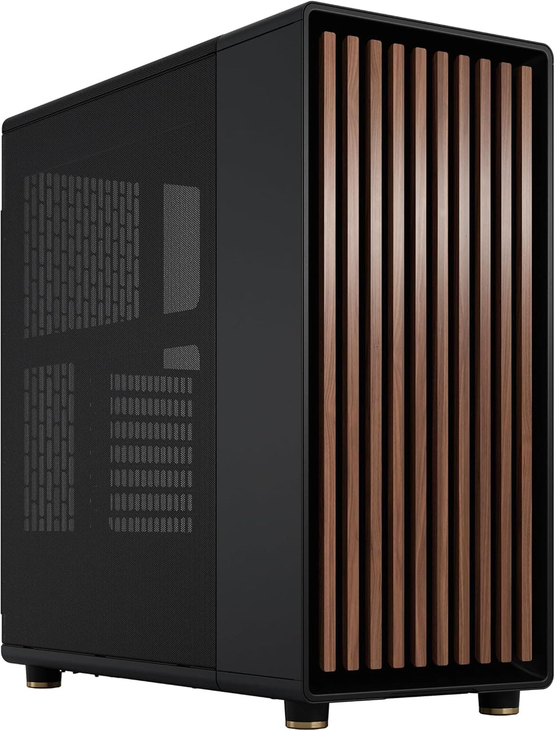 Fractal Design North Charcoal Black - ウッドウォールナットフロント - メッシュサイドパネル - 140mm Aspect PWMファン2個付属 - 直感的なインテリアレイアウトデザイン - ATX ミッドタワー PCゲームケース。