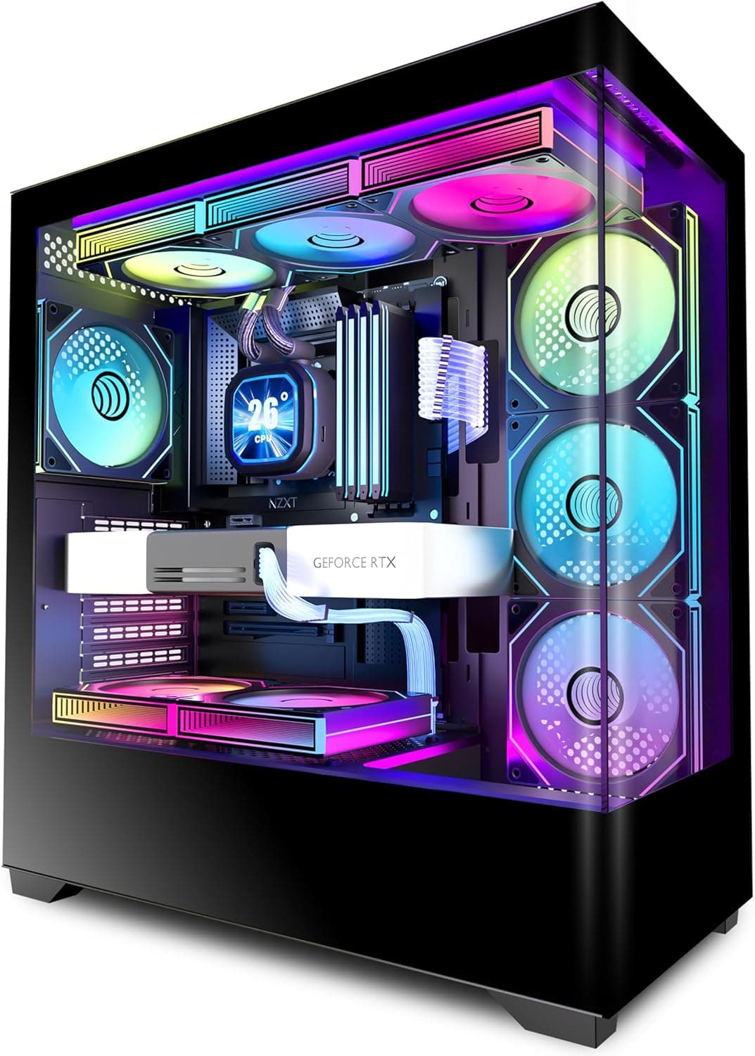 KEDIERS P4 — ATX Mid-Tower Case with 7 Pre-Installed ARGB Fans