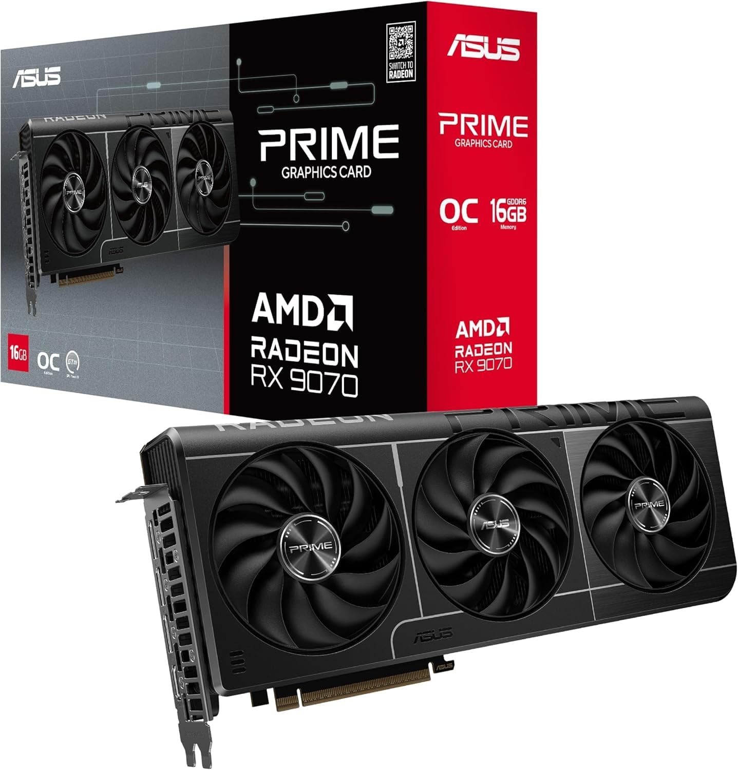 ASUS Prime Radeon RX 9070 OC Edition 16GB GDDR6 EVO Graphics Card