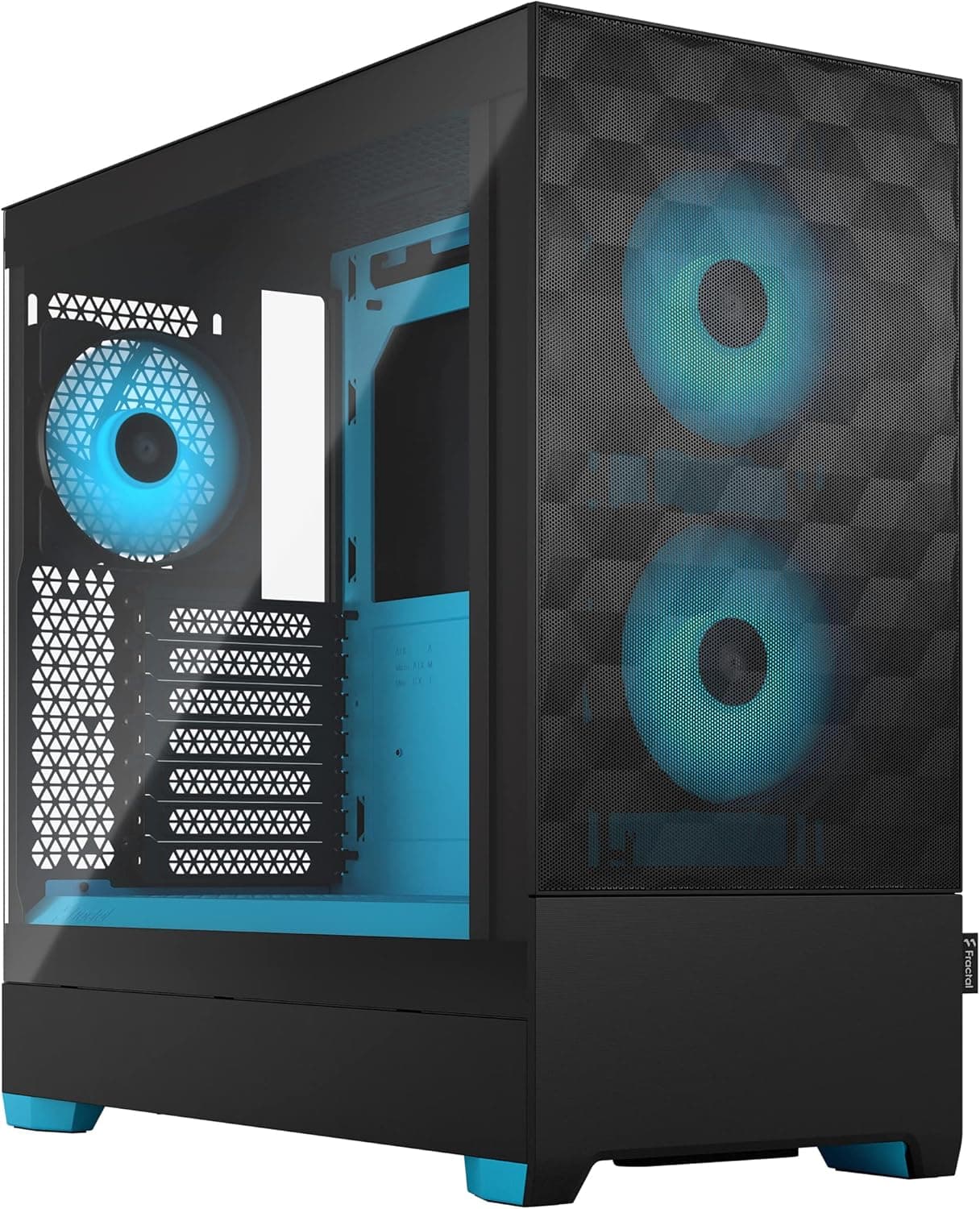 Fractal Design Pop Air RGBシアンコア - 強化ガラスクリアティント - ハニカムメッシュフロント - TGサイドパネル - 120mm アスペクト12 RGBファン3個付属 - ATX 高エアフロー ミッドタワー PCゲームケース。