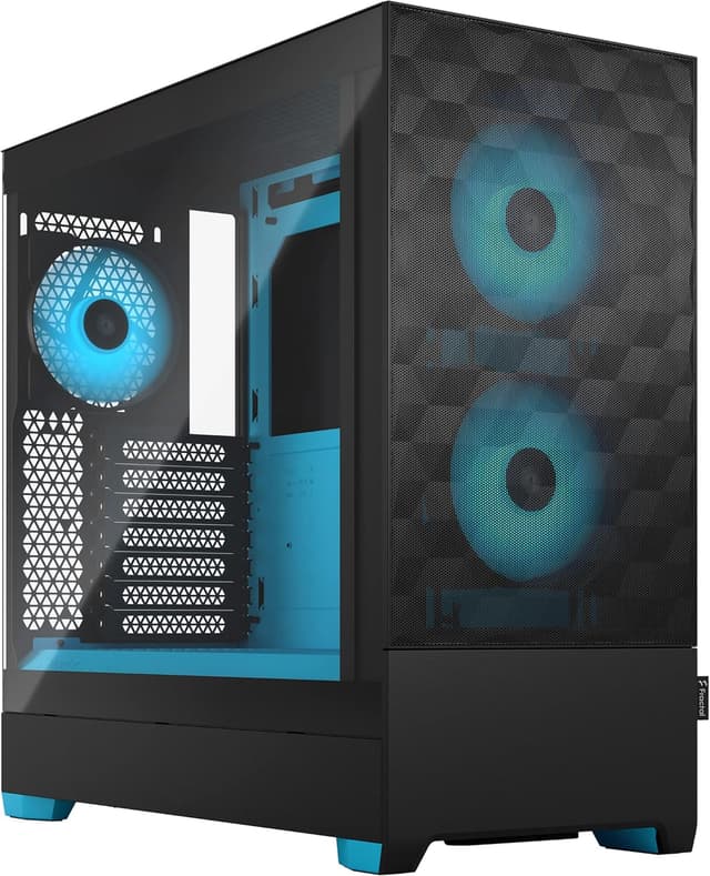 Fractal Design Pop Air RGBシアンコア - 強化ガラスクリアティント - ハニカムメッシュフロント - TGサイドパネル - 120mm アスペクト12 RGBファン3個付属 - ATX 高エアフロー ミッドタワー PCゲームケース。