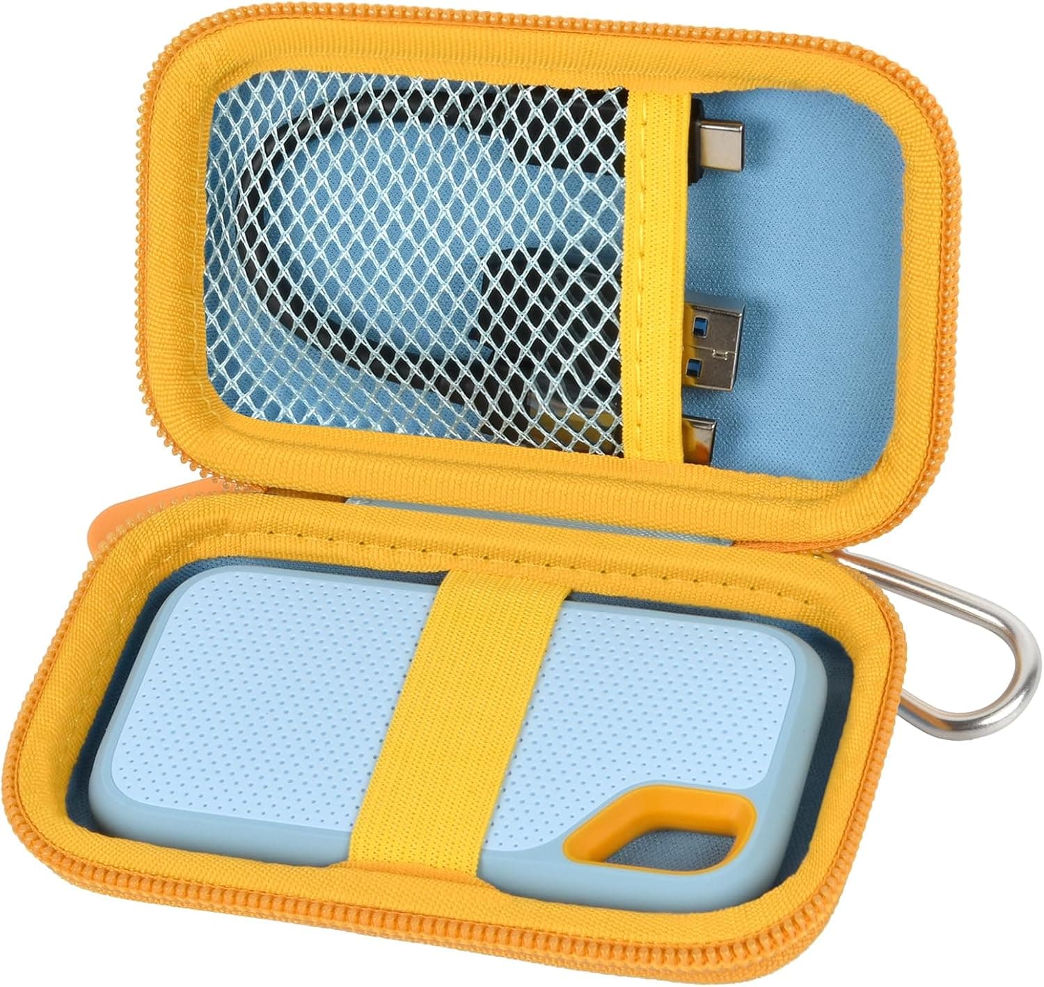 Case for SanDisk (サンディスク) 1TB 2TB 500GB エクストリームポータブルSSD対応 for SanDisk PRO外付けソリッドステートドライブ用 メモリーカードSD SDXC SDHCカードストレージホルダーオーガナイザー (ボックスのみ) (Sky Blue)