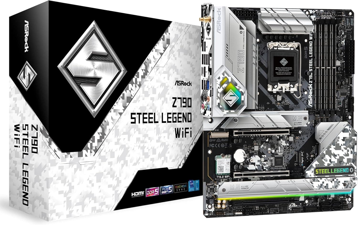 ASRock マザーボード Z790 Steel Legend WiFi Intel 第12世代 ・ 13世代 CPU ( LGA1700 )対応 Z790チップセット DDR5 ATX マザーボード 【国内正規代理店品】