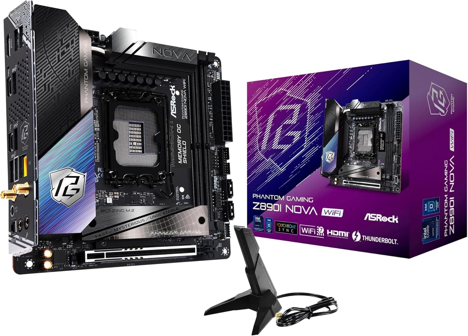 ASRock マザーボード Z890I Nova WiFi Intel CPU Core Ultra (LGA1851) 対応 Z890 チップセット DDR5 Mini-ITX マザーボード 【国内正規代理店品】
