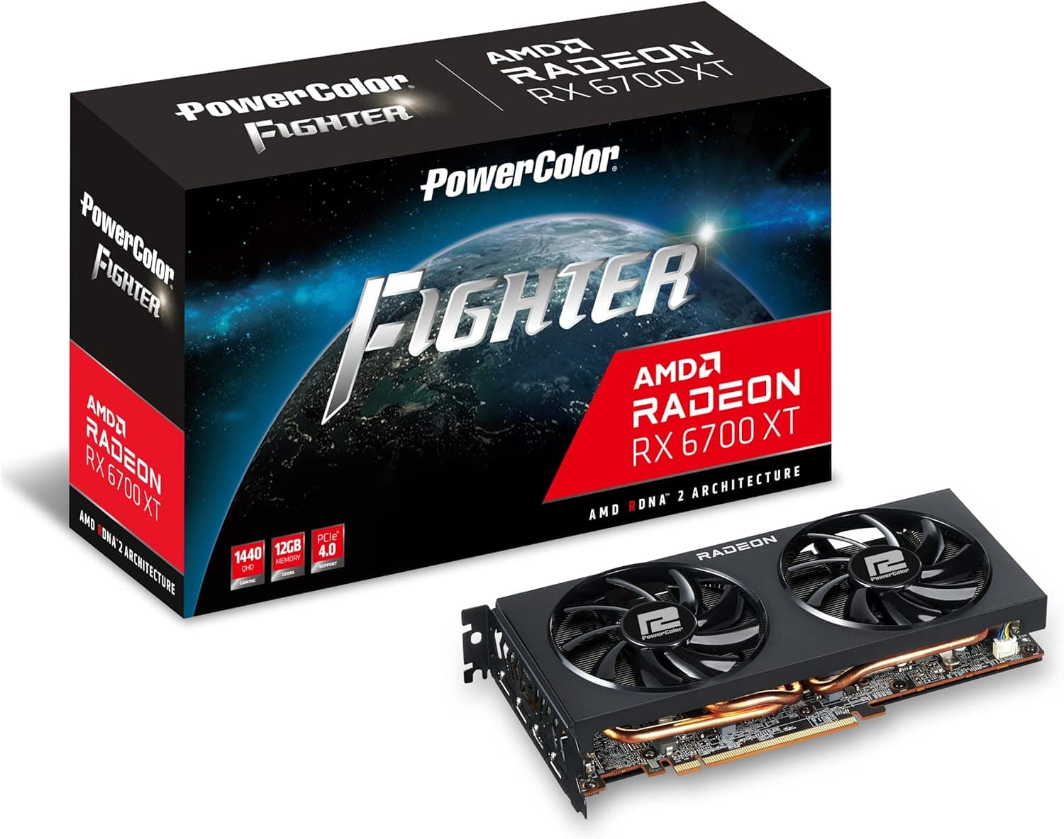 PowerColor Fighter AMD Radeon RX 6700 XT ゲーミンググラフィックカード 12GB GDDR6メモリ付き AMD RDNA 2 レイトレーシング PCI Express 4.0 HDMI 2.1 AMD Infinity Cache