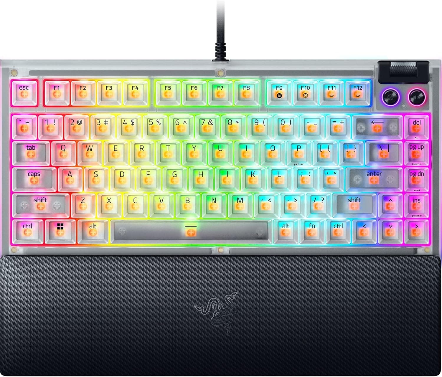 Razer レイザー BlackWidow V4 75% Phantom White Edition ゲーミングキーボードホットスワップ対応オレンジタクタイルメカニカルスイッチ Chroma RGB リストレスト付属英語配列ブラックウィドウブイフォー 75% ファントムホワイトエディション 【日本正規代理店