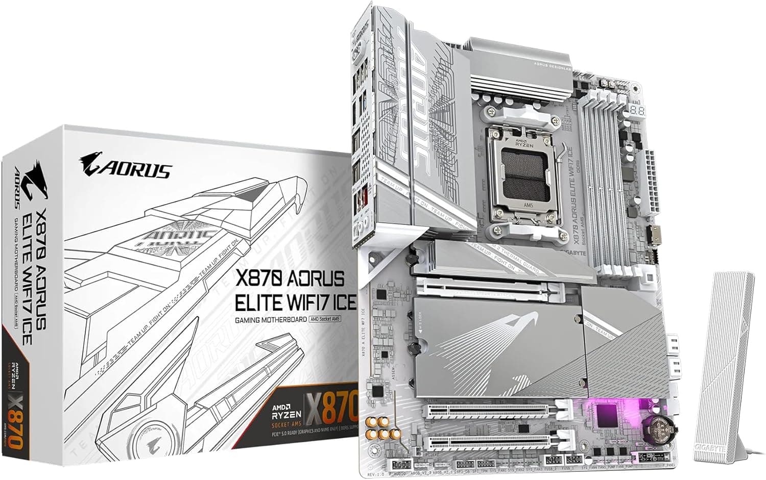 GIGABYTE X870 AORUS ELITE WIFI7 ICE - AMD Ryzen 用ホワイト色 ATX スタンダード・ゲーミングマザーボード MB6573