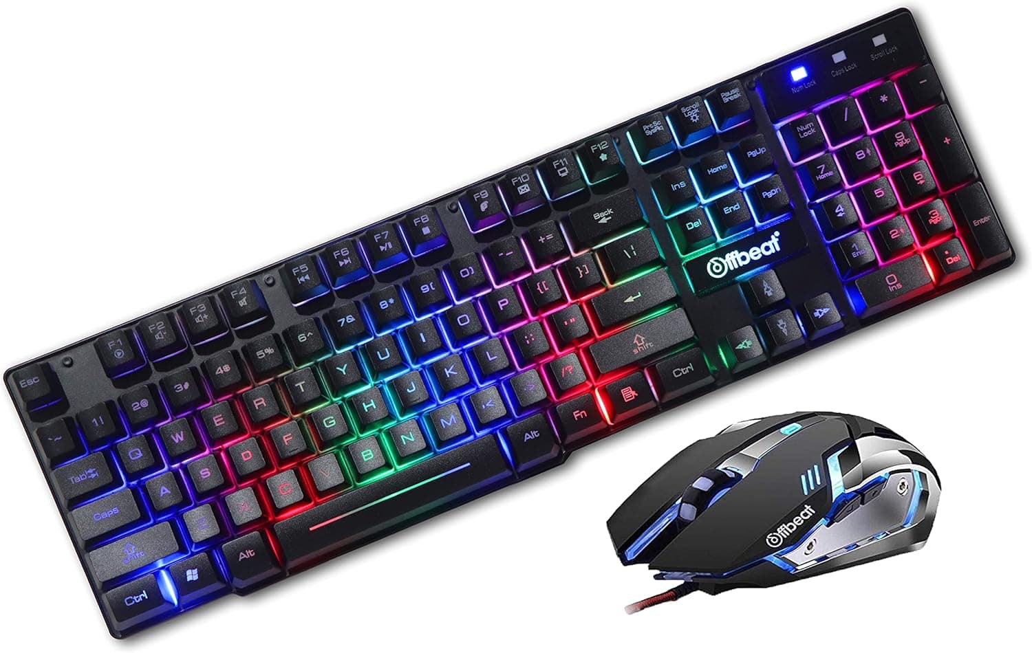 Offbeat - スレイヤーRGBバックライトメカニカルフィール有線ゲーミングキーボード19アンチゴーストキーと3200 DPIゲーミングマウスコンボ