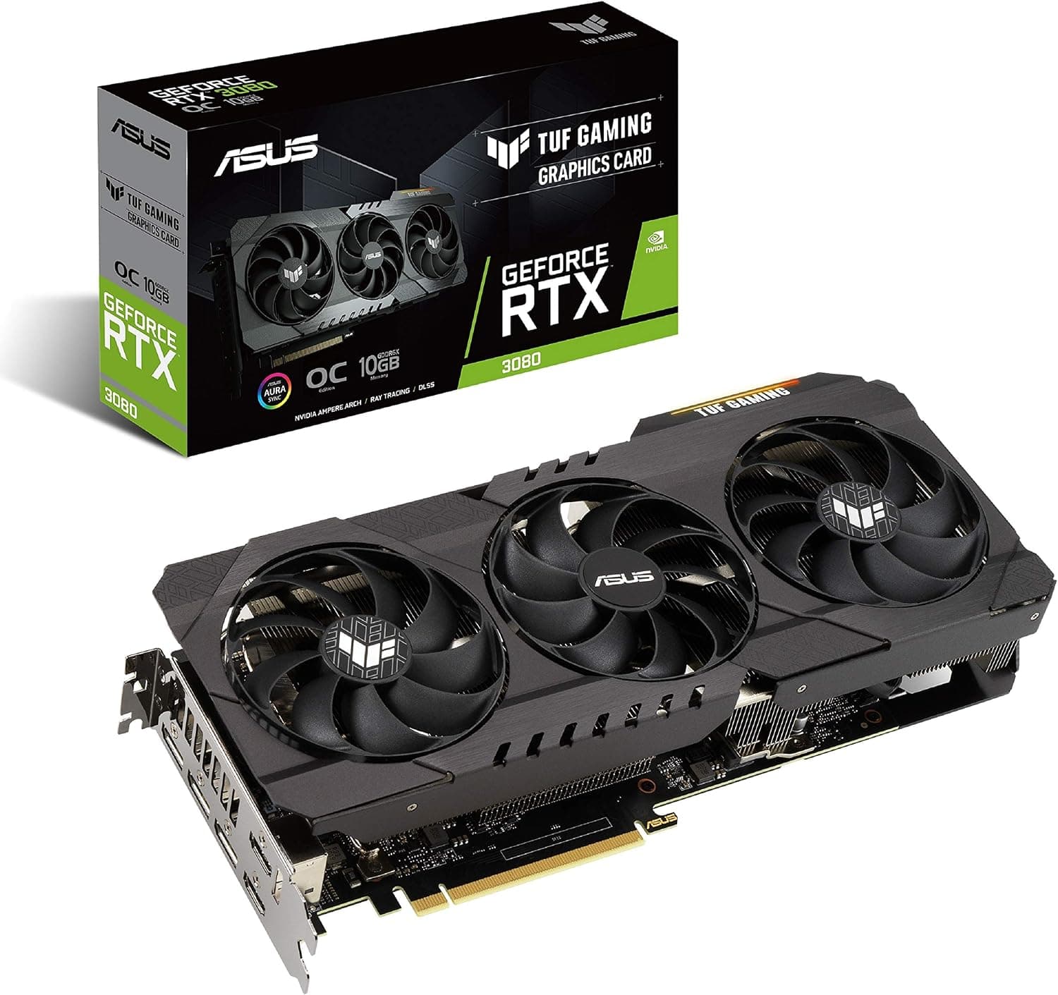 ASUS TUF Gaming NVIDIA GeForce RTX 3080 OCエディショングラフィックカード (PCIe 4.0 10GB GDDR6X HDMI 2.1 DisplayPort 1.4a デュアルボールファンベアリングミリタリーグレード認証 GPU Tweak II)