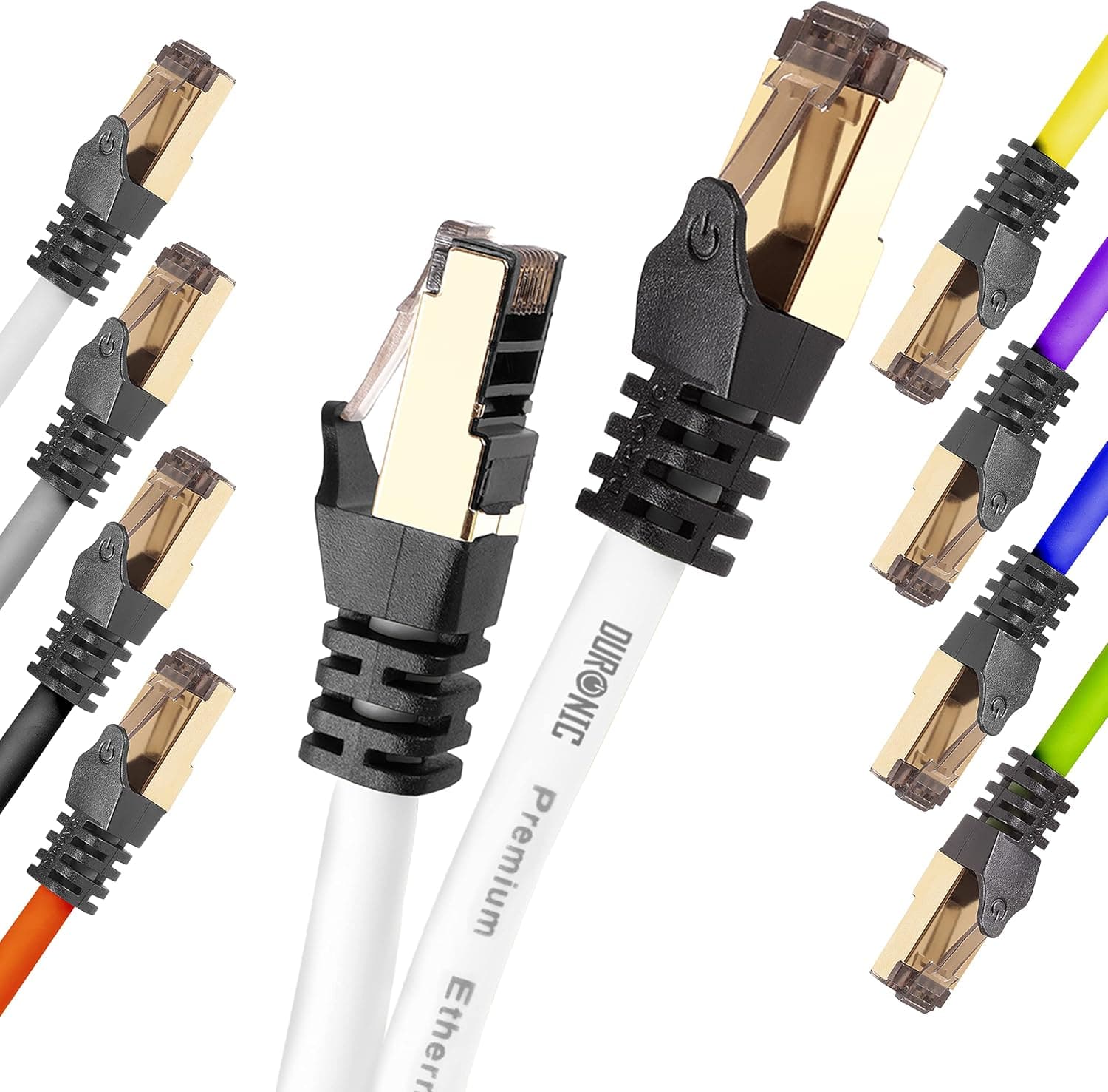 Duronic White 1m CAT6 FTP Professional Gold Headed Shielded Network Cable - High Speed 500MHz Premium Quality Cat6