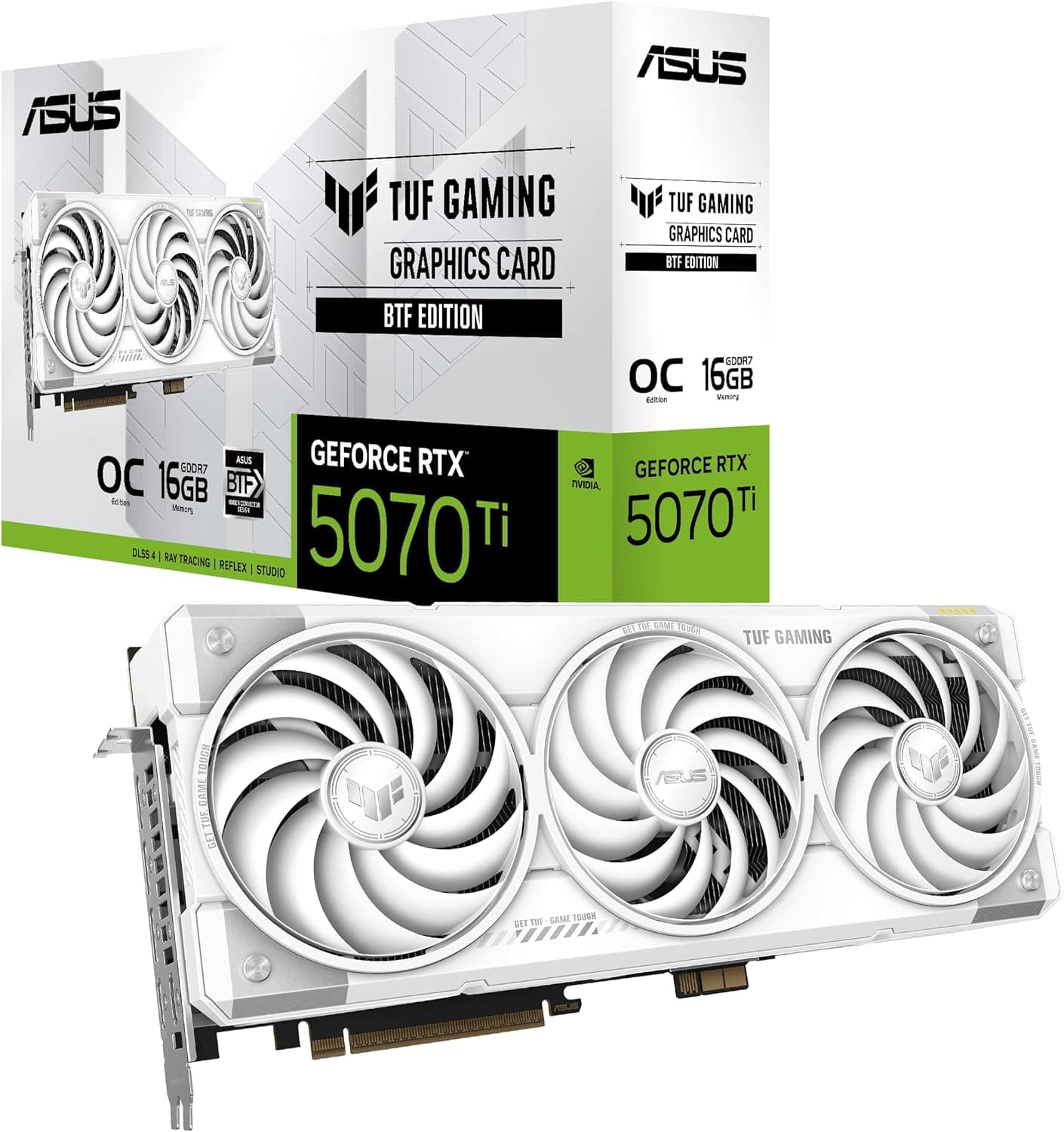 ASUS TUF Gaming GeForce RTX 5070 Ti 16GB GDDR7 BTF ホワイト OC Edition ゲーミンググラフィックスカード (PCIe 5.0