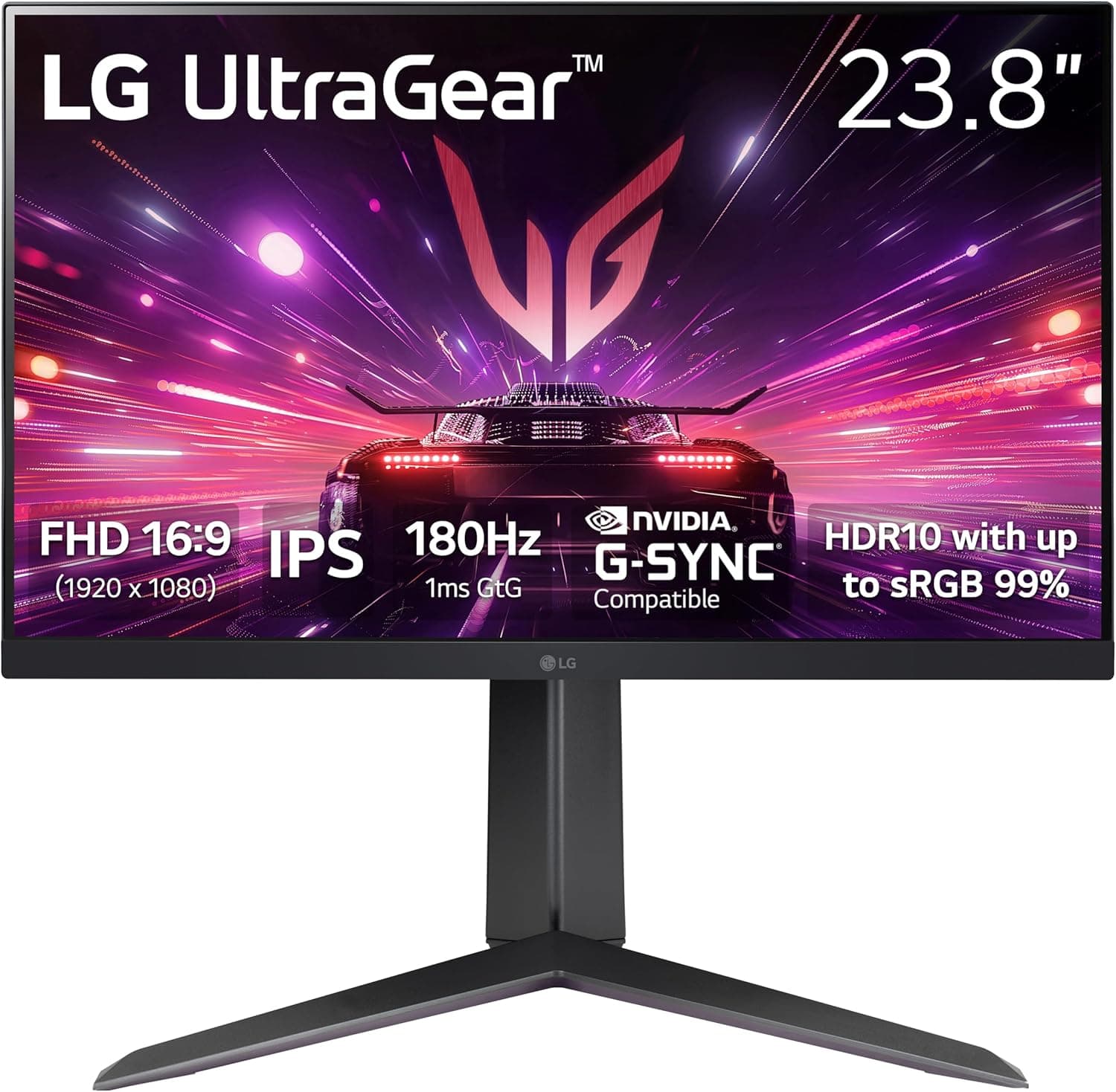 LG 24インチウルトラギアフルHD(1920×1080) IPS ゲーミングモニター 180Hz 1ms NVIDIA G-Sync対応 AMD FreeSync HDR10 HDMI DisplayPort チルト