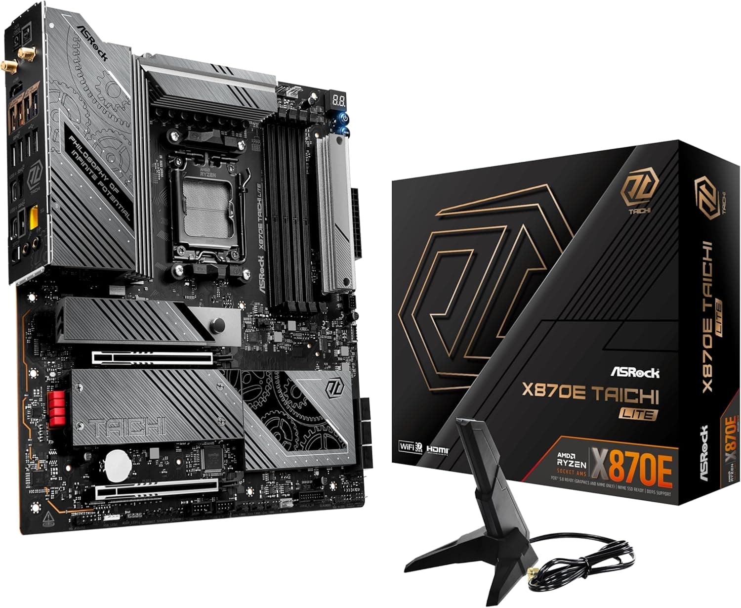 ASRock マザーボード X870E Taichi Lite AMD Ryzen 9000 シリーズ CPU (Soket AM5) 対応 X870E チップセット EATX マザーボード 【国内正規代理店品】