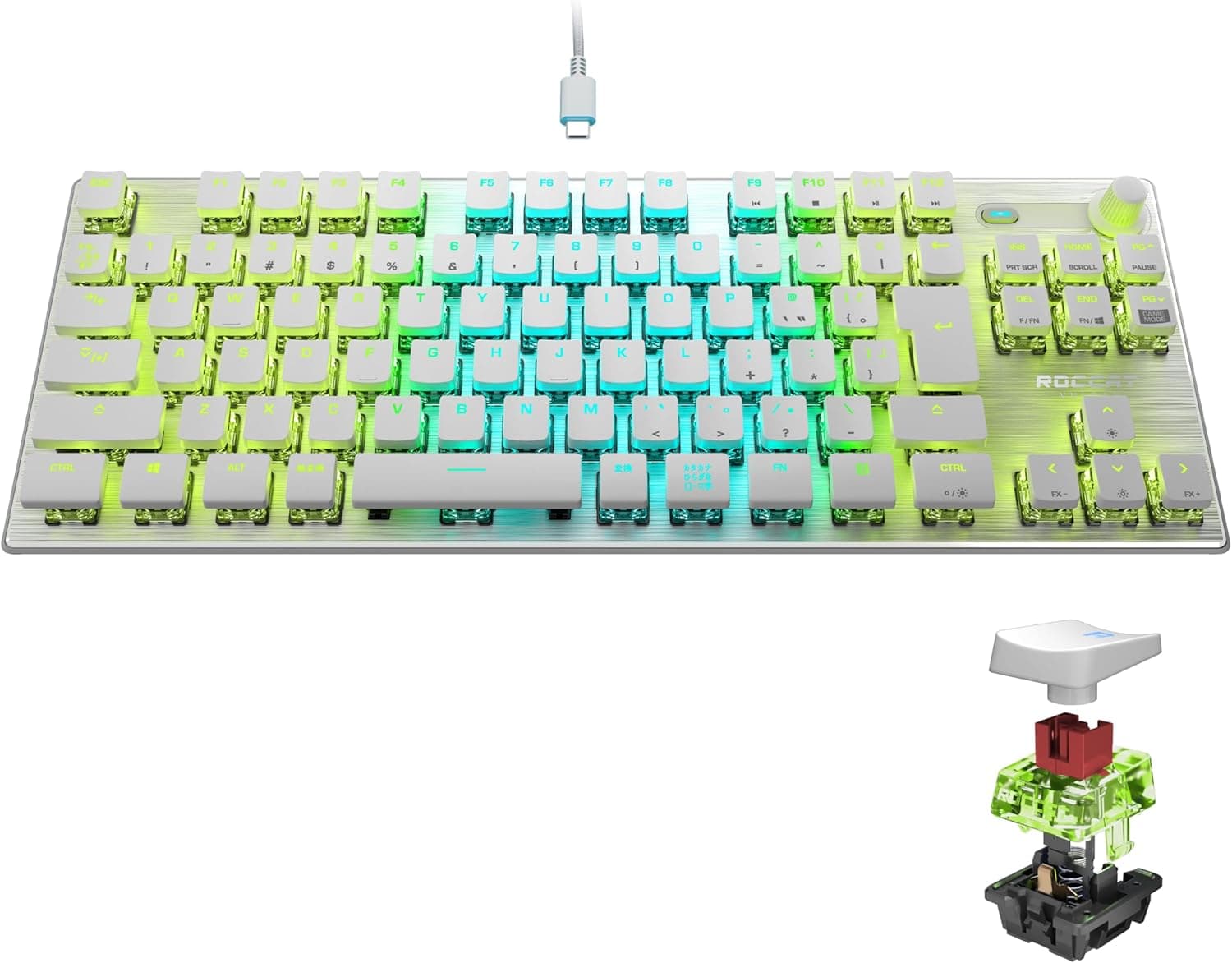 ROCCAT VULCAN TKL Pro USB ゲーミングキーボード日本語配列静音リニア(オプティカル) テンキーレスホワイト【日本正規代理店品】
