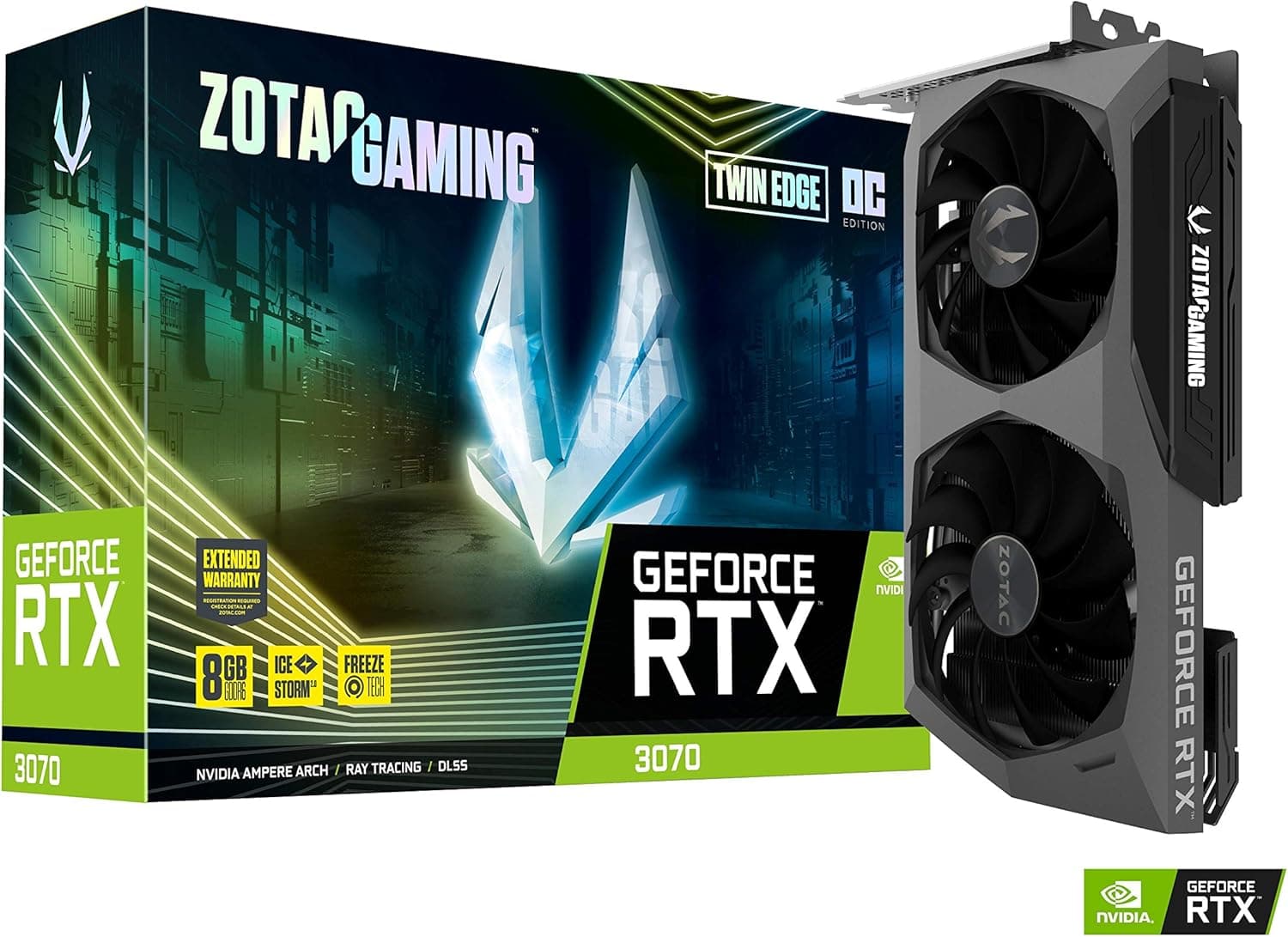 ZOTAC (ゾタック) Gaming GeForce RTX 3070 ツインエッジ OC 低ハッシュレート 8GB GDDR6 256ビット 14Gbps PCIE 4.0 グラフィックスカード IceStorm 2.0 高度な冷却ホワイトLEDロゴ照明 ZT-A30700H-10PLHR