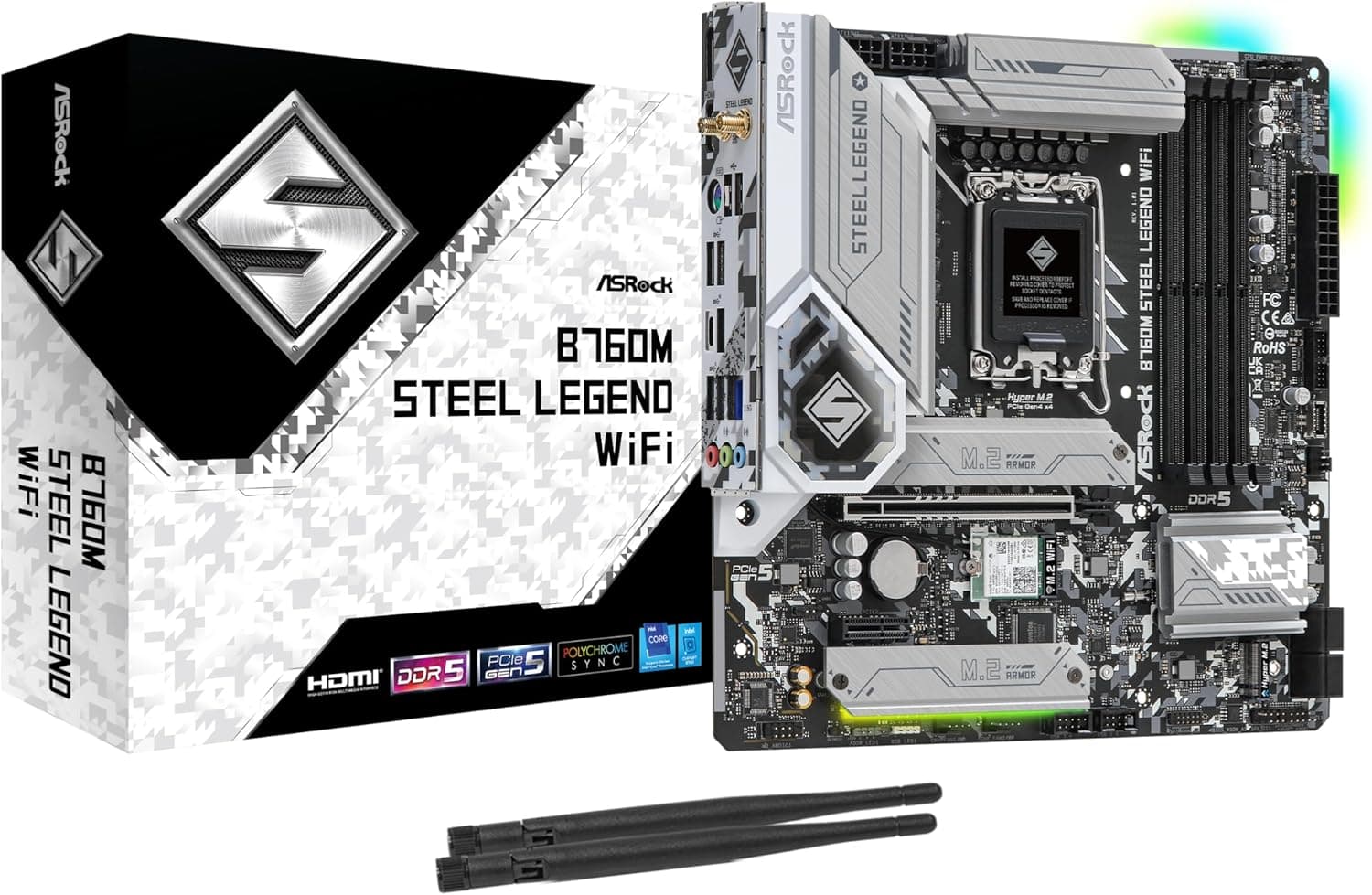 ASRock マザーボード B760M Steel Legend WiFi Intel 第12世代 ・ 13世代 CPU ( LGA1700 )対応 B760チップセット DDR5 Micro ATX マザーボード 【国内正規代理店品】