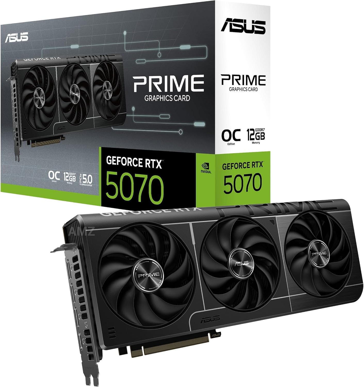ASUS Prime GeForce RTX 5070 OC 12G GDDR7 ゲーミンググラフィックスカード - PCIe 5.0 2587MHz ブーストクロック HDMI 2.1b x 1 DP 2.1b x 3 x DP 2.1b 2.5スロット Axial-tech ファンデュアルBIOS SFF-Rea