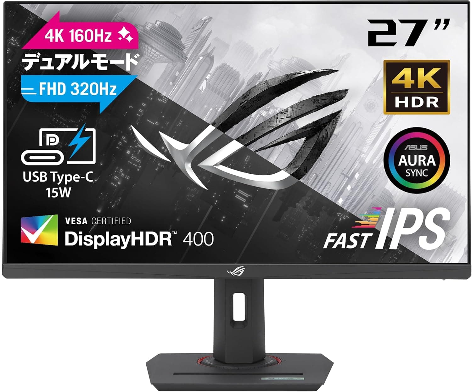 ASUS 4K ゲーミングモニター ROG Strix XG27UCG デュアルモード 黒 27インチ