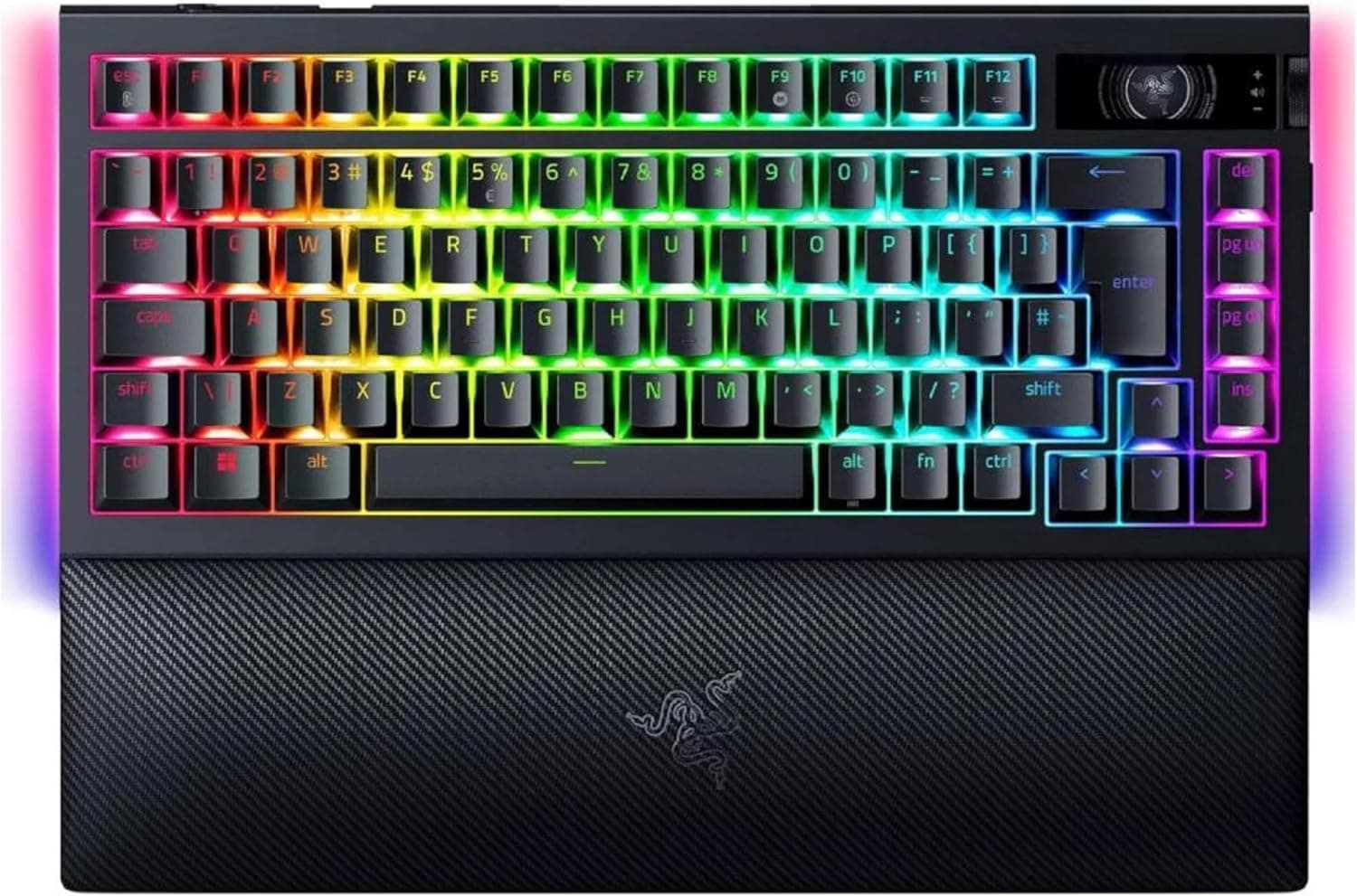 Razer BlackWidow V4 Pro 75% - ワイヤレスホットスワップ対応ゲーミングキーボード - OLEDディスプレイ (コマンドライン