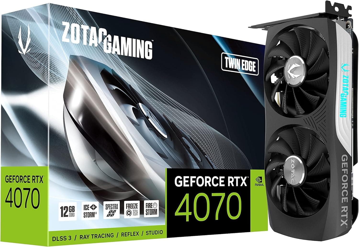 ZOTAC (ゾタック) Gaming GeForce RTX 4070 ツインエッジ DLSS 3 12GB GDDR6X 192ビット 21Gbps PCIE 4.0 コンパクトゲーミンググラフィックスカード IceStorm 2.0 高度な冷却 スペクトラRGB照明 ZT-D40700E-10M