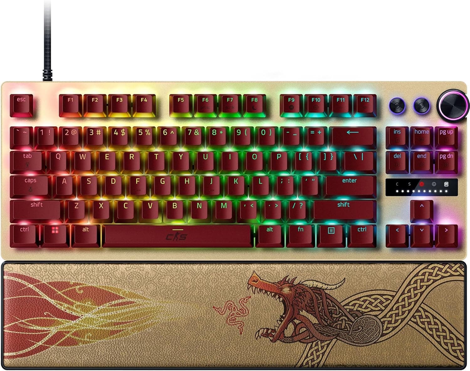 Razer Huntsman V3 Pro テンキーレスカウンターストライク 2 Dragon Lore - アナログ光学TKL E-Sport PCキーボードテンキーなし - スナップタップ - ラピッドトリガー - QWERTY USレイアウト