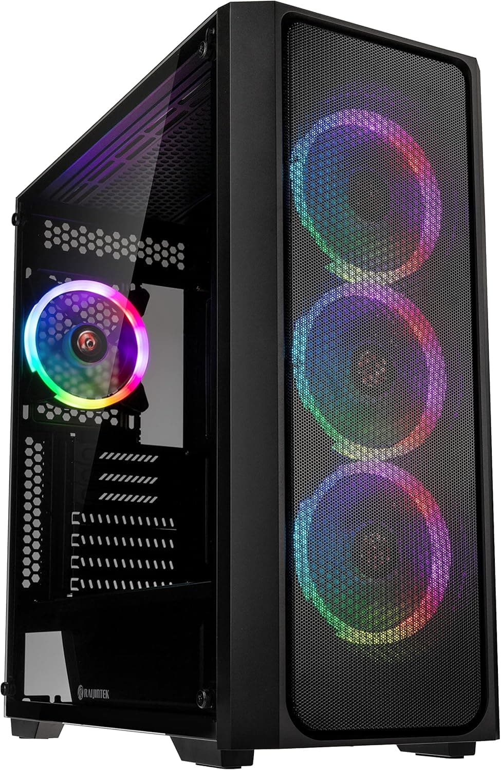 RAIJINTEK ライジンテック PCケースハイエンド PONOS MS4 ミドルタワー型PCケースフルメッシュ 12025ARGBファン4基を搭載ゲーミングPCに最適水冷対応各ラジエータ対応リムーバブルHDDケージ搭載