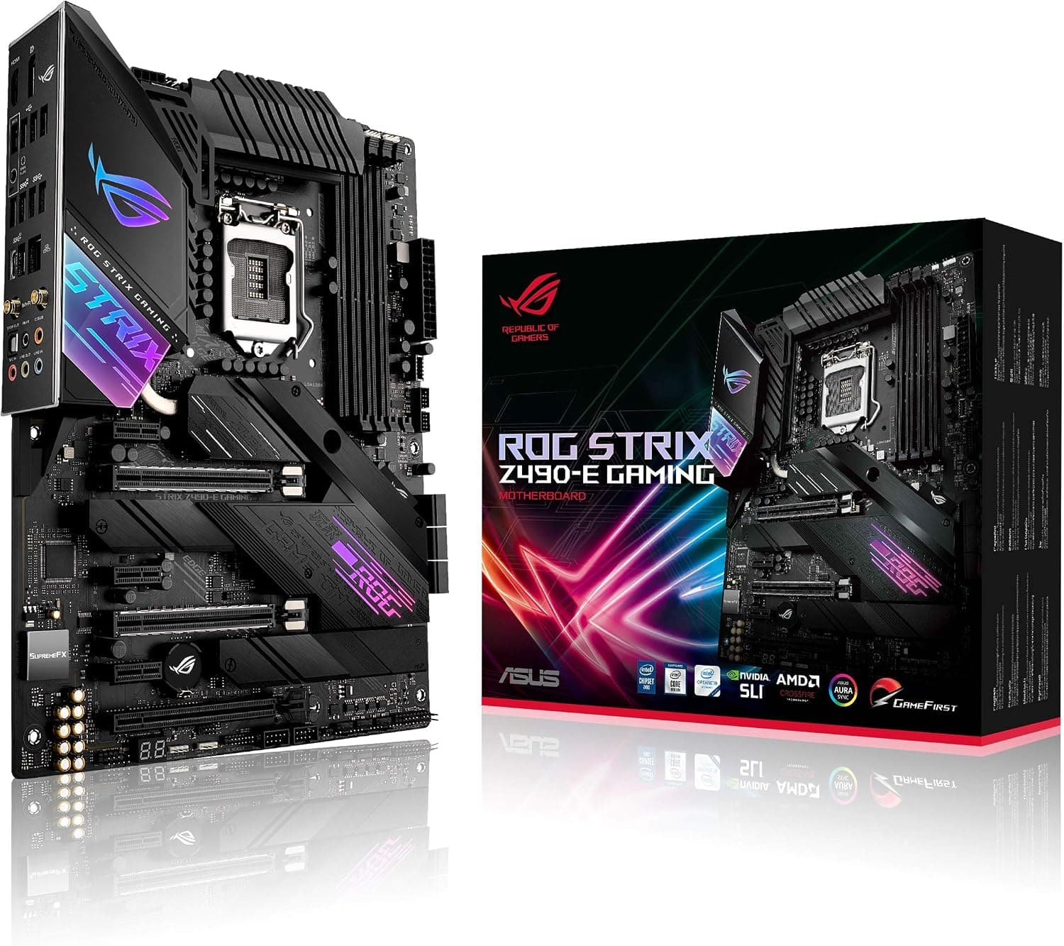 ASUS ROG Strix Z490-E Gaming Z490- WiFi 6 LGA 1200 ( 10 ) ATX 14+2 DDR4 4600 Intel 2.5Gb