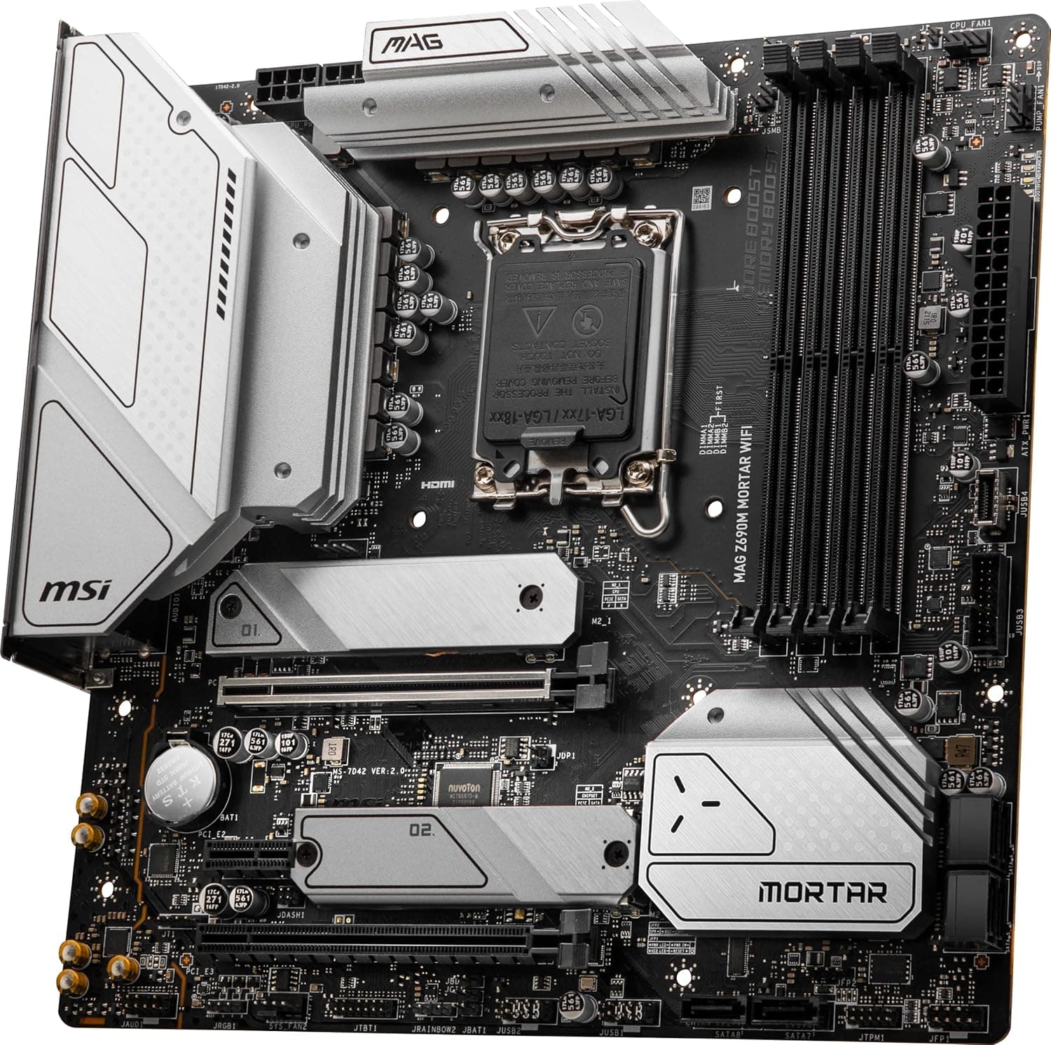 MSI MAG Z690M MORTAR WIFI マザーボード Micro-ATX [Intel Z690チップセット搭載] 第12世代CPU(LGA1700)対応 MB5747 シルバー