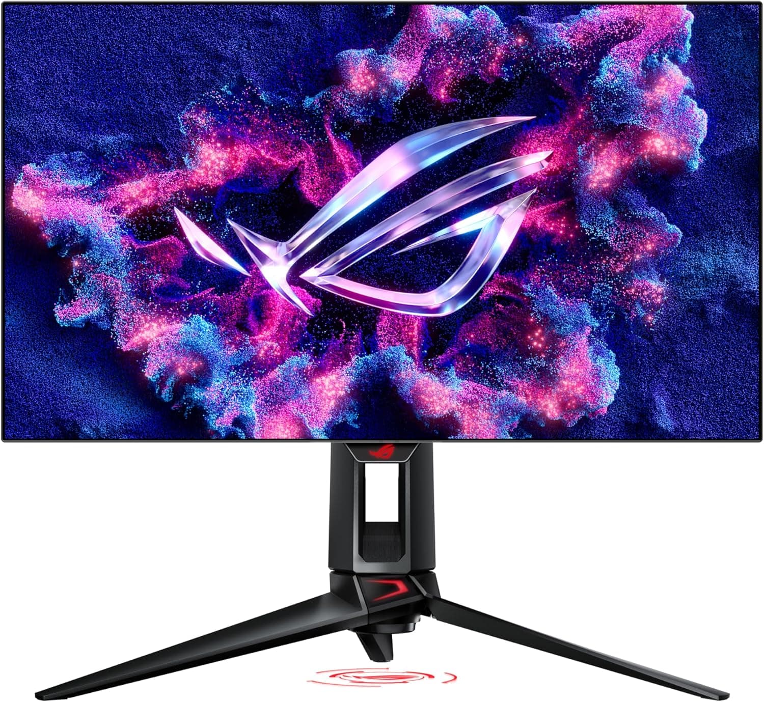 ASUS ROG Swift OLED 27インチ 1440P ゲーミングモニター (PG27AQDP) - WOLED QHD 480Hz 0.03ms G-SYNC 対応カスタムヒートシンク AIアシスタント DisplayHDR400 True Black 99% DCI-P3 True 10bit Displ