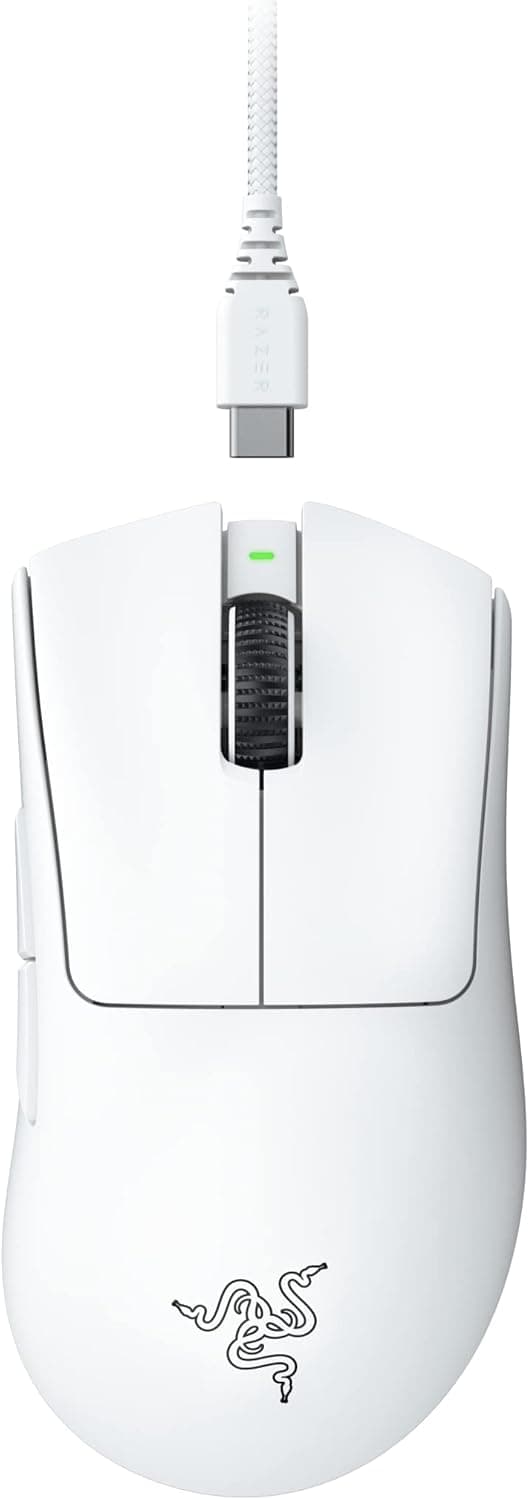 Razer レイザー DeathAdder V3 Pro White ゲーミングマウスワイヤレス無線 64gの超軽量進化したエルゴノミック形状最高クラスの精度のFocus Pro 30K オプティカルセンサー 第 3 世代オプティカルマウススイッチ HyperSpeed Wireless 90時間のバッテリー連