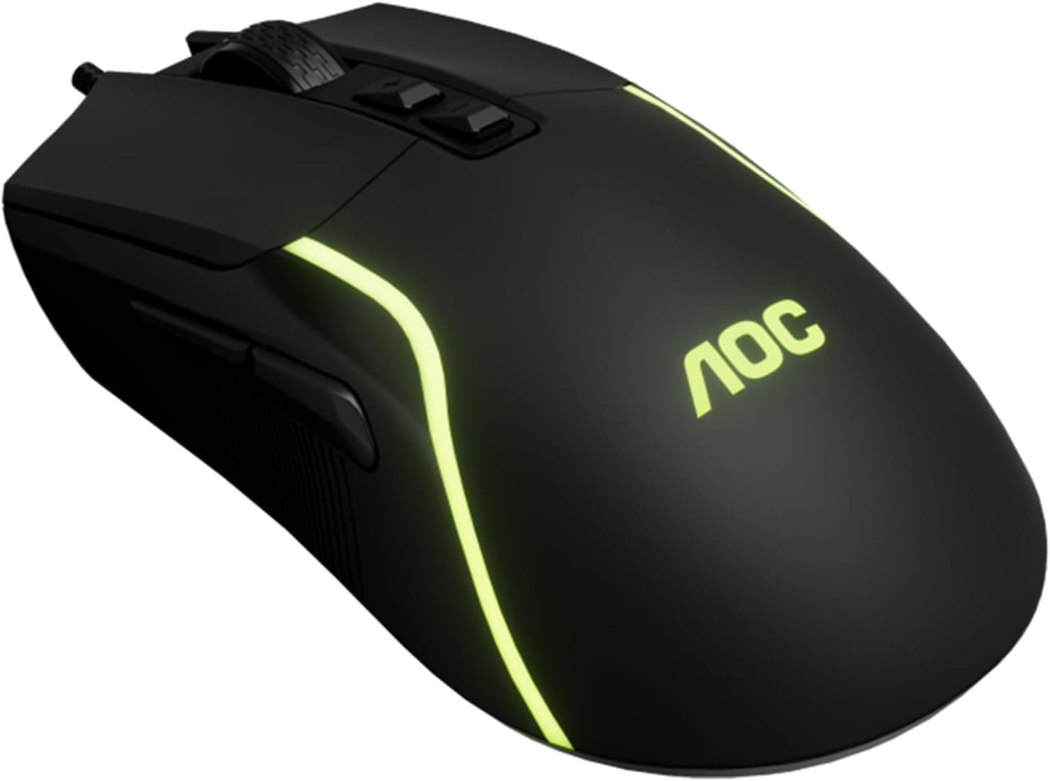 AOC GM170 有線ゲーミングマウスブラック人間工学に基づいたゲーマーコード付きマウス USB コンピューターマウス 7つのボタン付き調節可能 7200DPI 光学式ゲームマウス RGB照明 PC ノートパソコンデスクトップ用