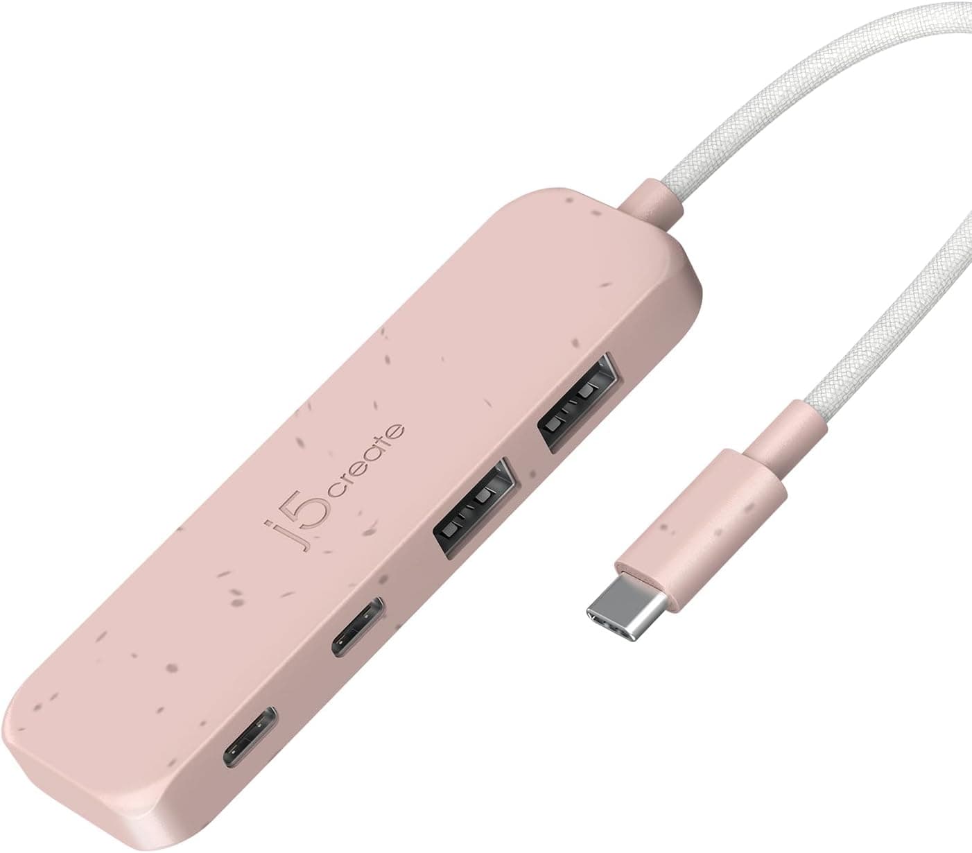 j5create 4-in-1 ピンク USB-C - 4ポート Type-A & Type-C ハブ (エコフレンドリー) 10Gbps USB-A x 2 & 10Gbps USB-C x 2