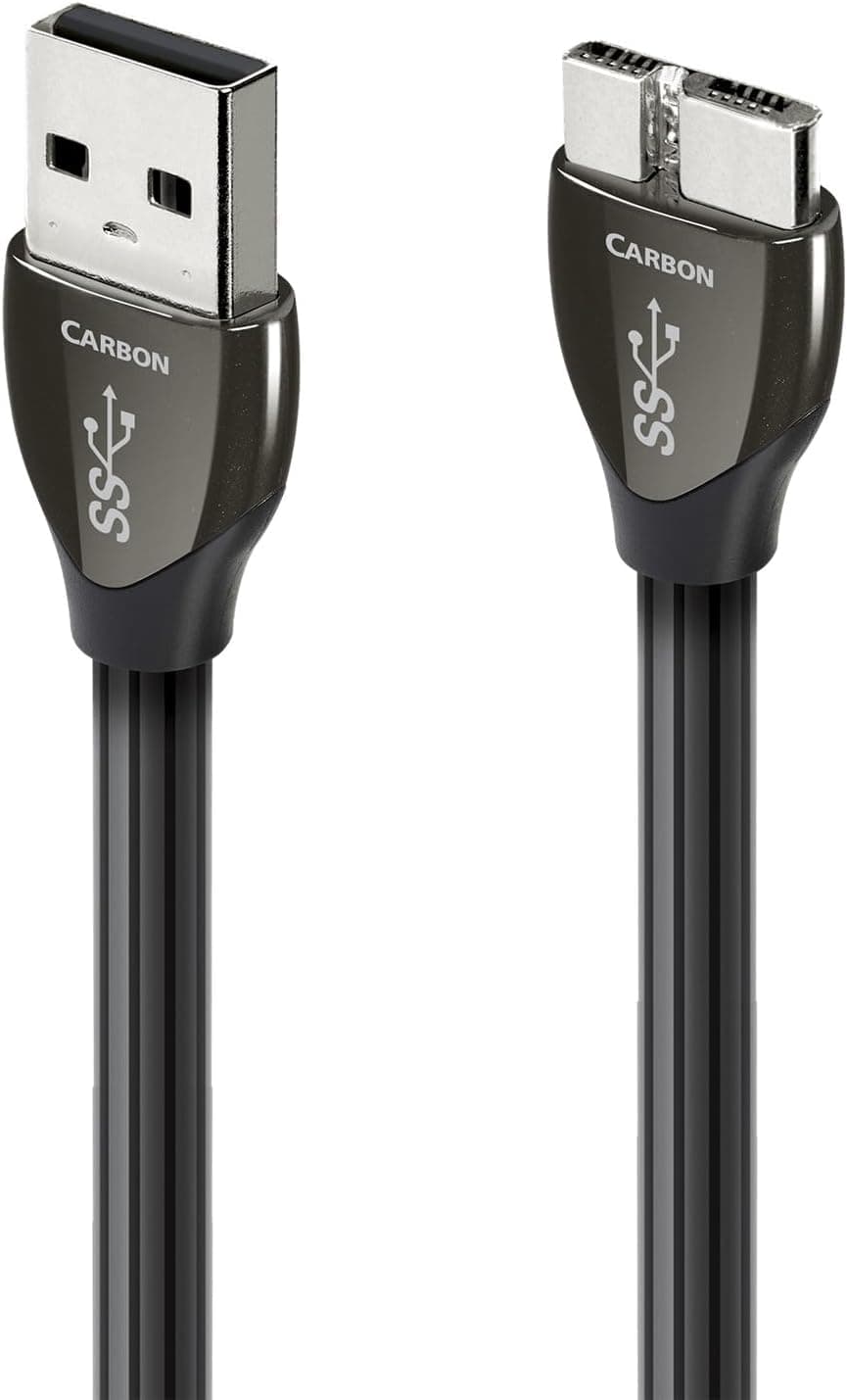 AudioQuest 0.75m カーボン USB-A 3.0 > Micro B 3.0 高解像度オーディオケーブル。
