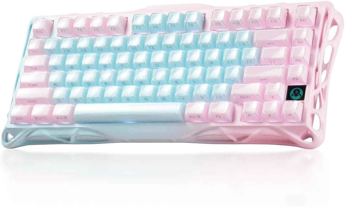 GravaStar K1 Lite かわいいゲーミングキーボード無線ワイヤレス 75%レイアウトテンキーレスホットスワップ対応ガスケット搭載 Bluetooth 5.0