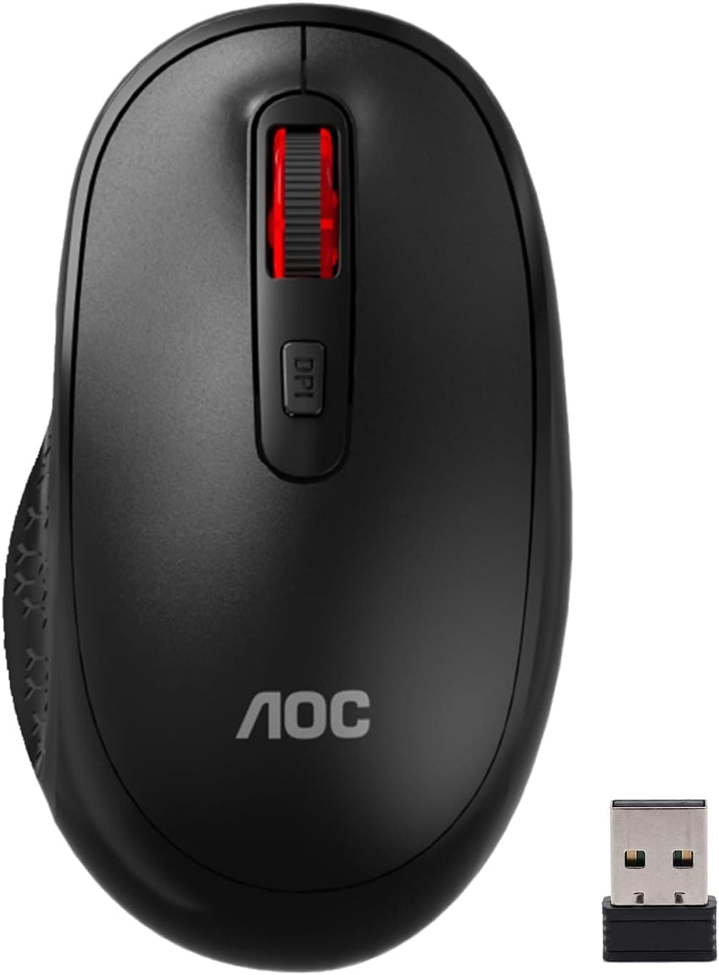AOC MS400 ワイヤレスマウス 2.4G ポータブル光学マウスナノレシーバー付き人間工学に基づいたデザイン質感のあるグリップ 1600 DPI 調節可能なコードレスマウスノートブック