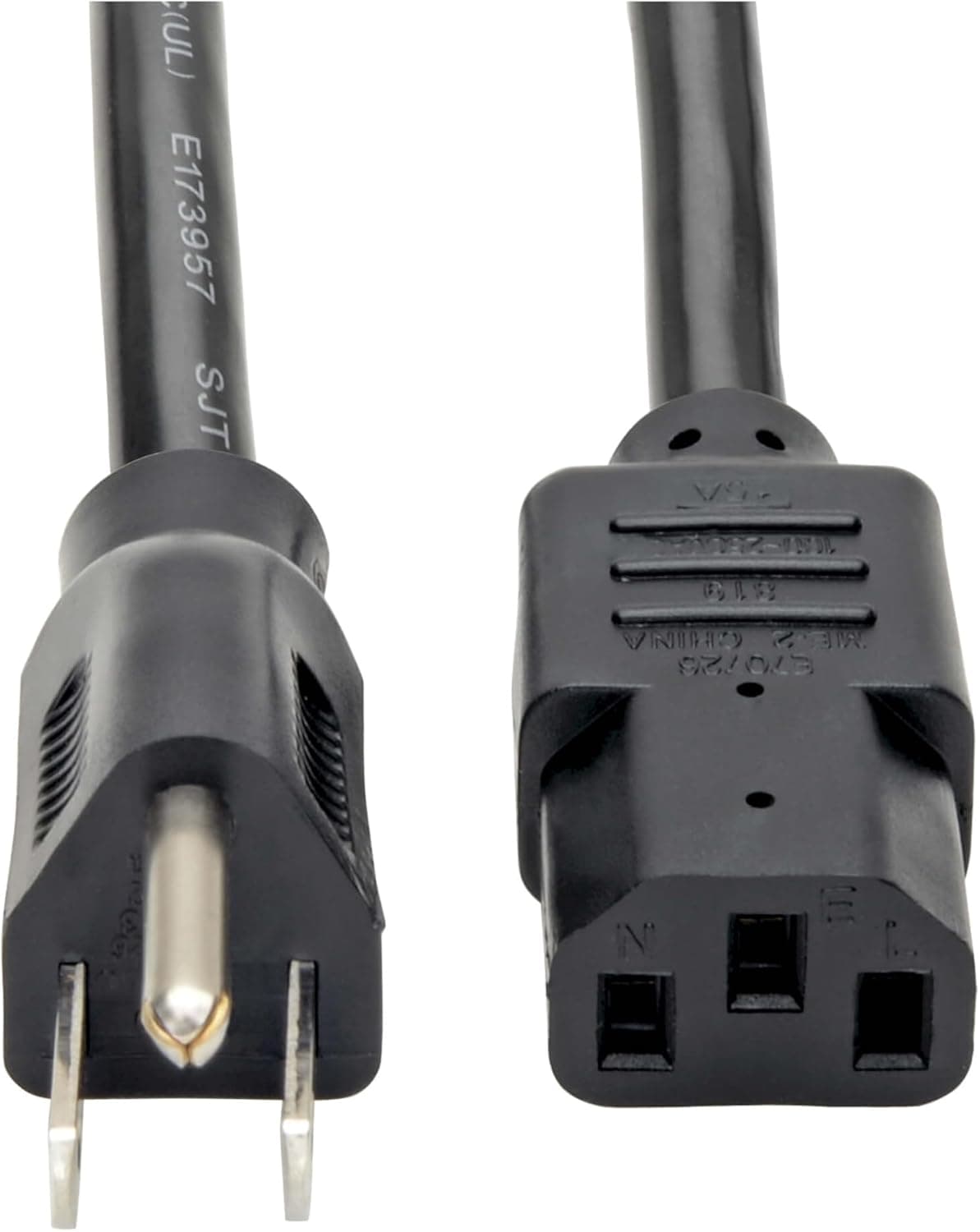 Tripp Lite 12ft Computer Power Cord Cable 5-15P to C13 Heavy Duty 15A 14AWG 12' - Power cable - NEMA 5-15 (M) to IEC 320 EN 60320 C13 (M) - AC 110 V - 12 f