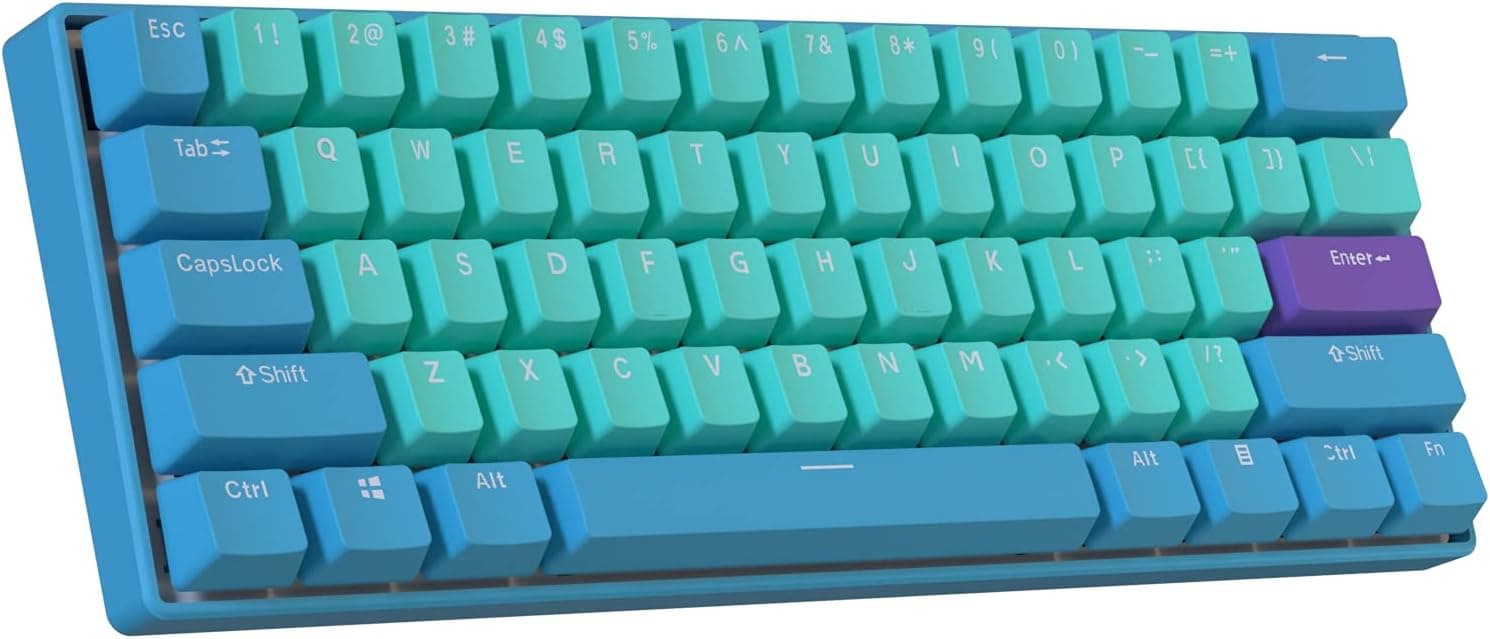 BOYI 61 Mini メカニカルキーボード Mini RGB PBT キーキャップ Cherry MX Switch 60% コンパクト RGB メカニカルゲーミングキーボード (Cherry MX サイレントレッドスイッチ Zilanqing Color)