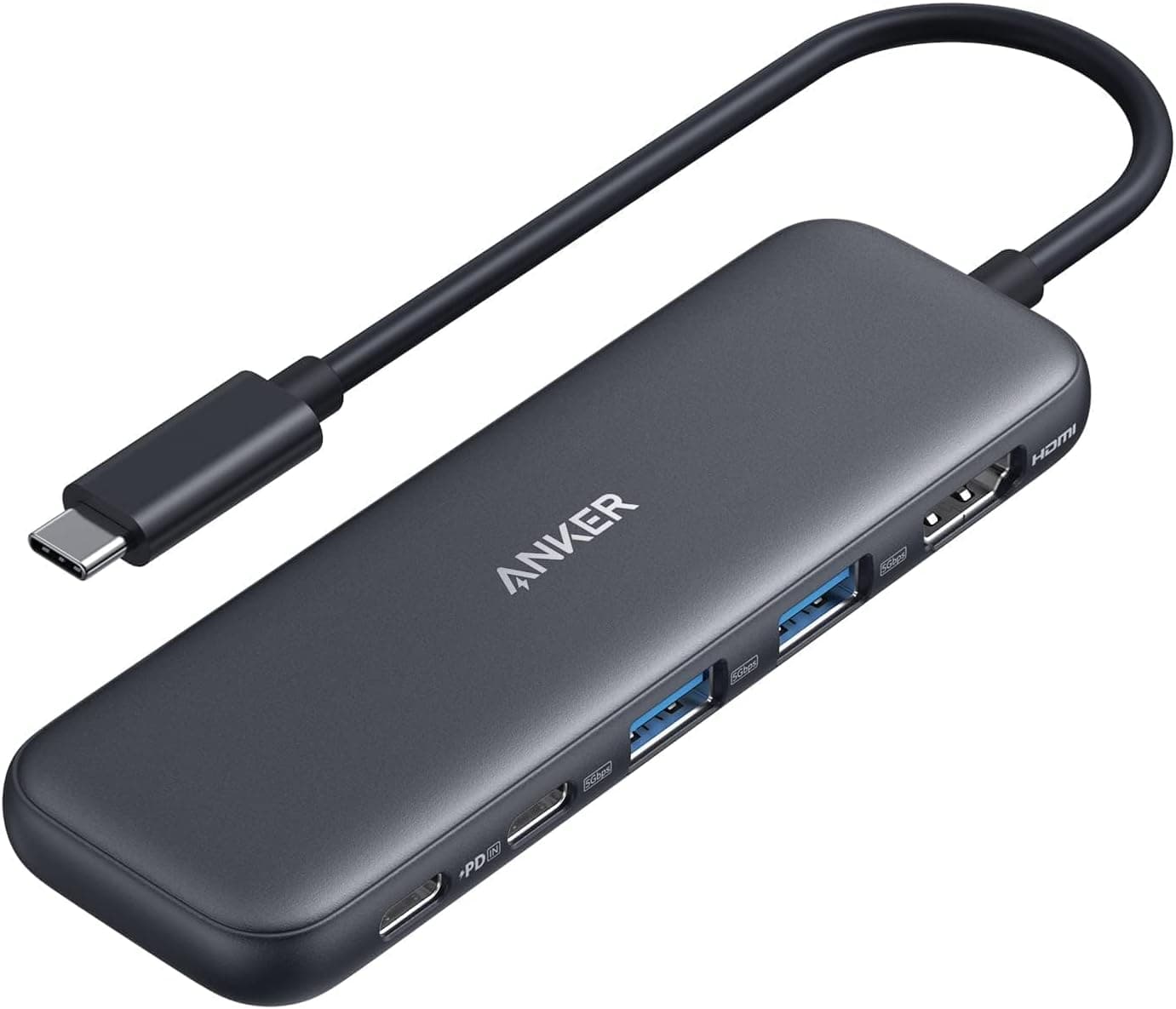 Anker USB Cハブ 5イン1 USBC - HDMIスプリッター 4Kディスプレイ付き 1 x 電源 USB-C 5Gbps & 2 x 電源USB-A 3.0 5Gbps データポート MacBook Pro